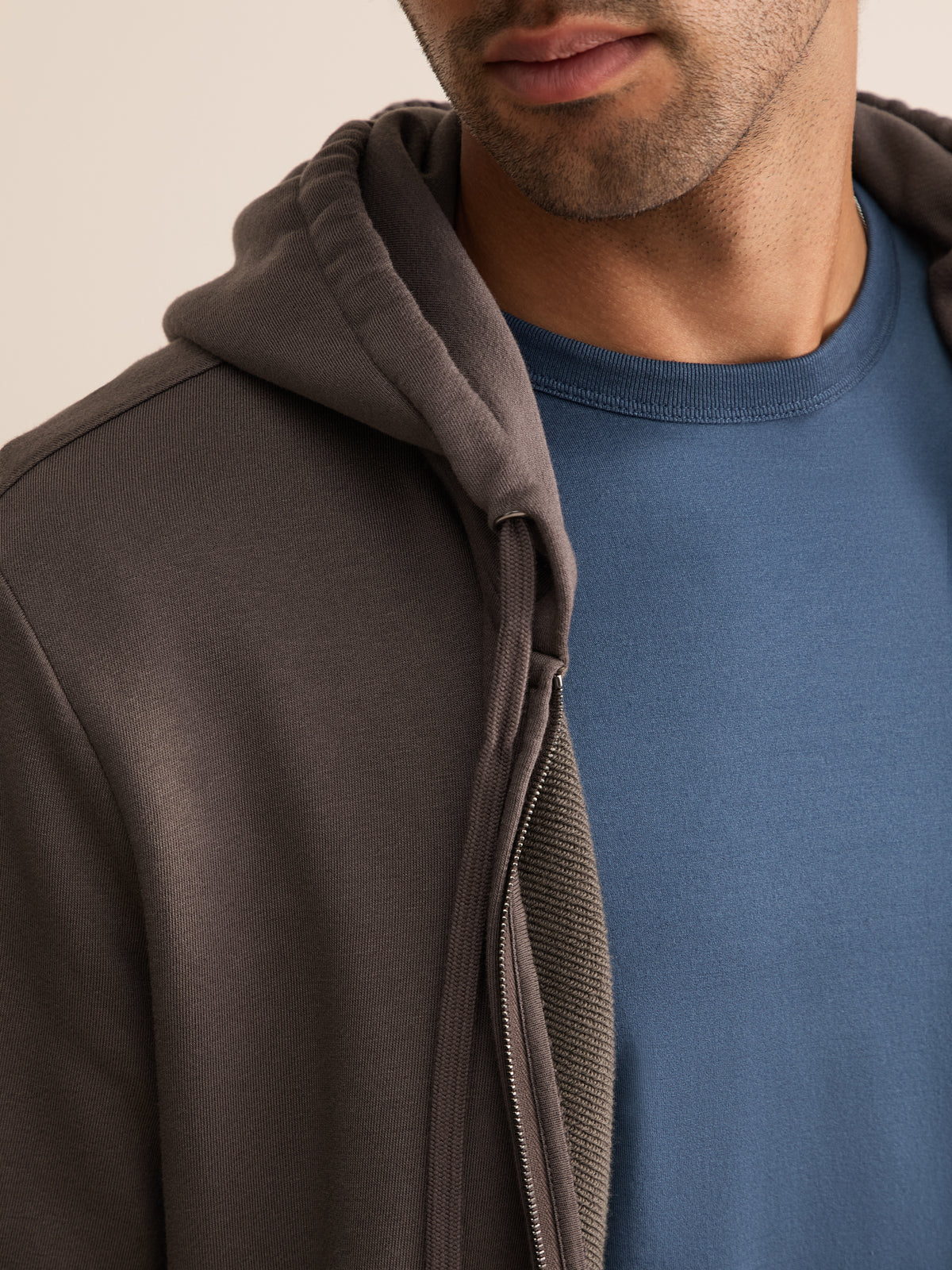 Harley Cotton Modal Zip Up Hoodie Espresso Brown