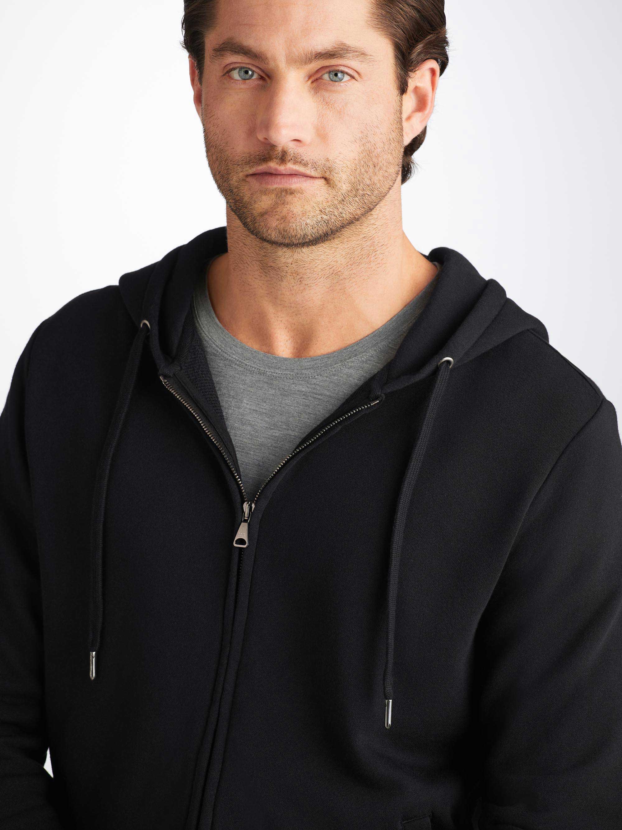 Men's Zip Up Hoodie Quinn Cotton Modal Black