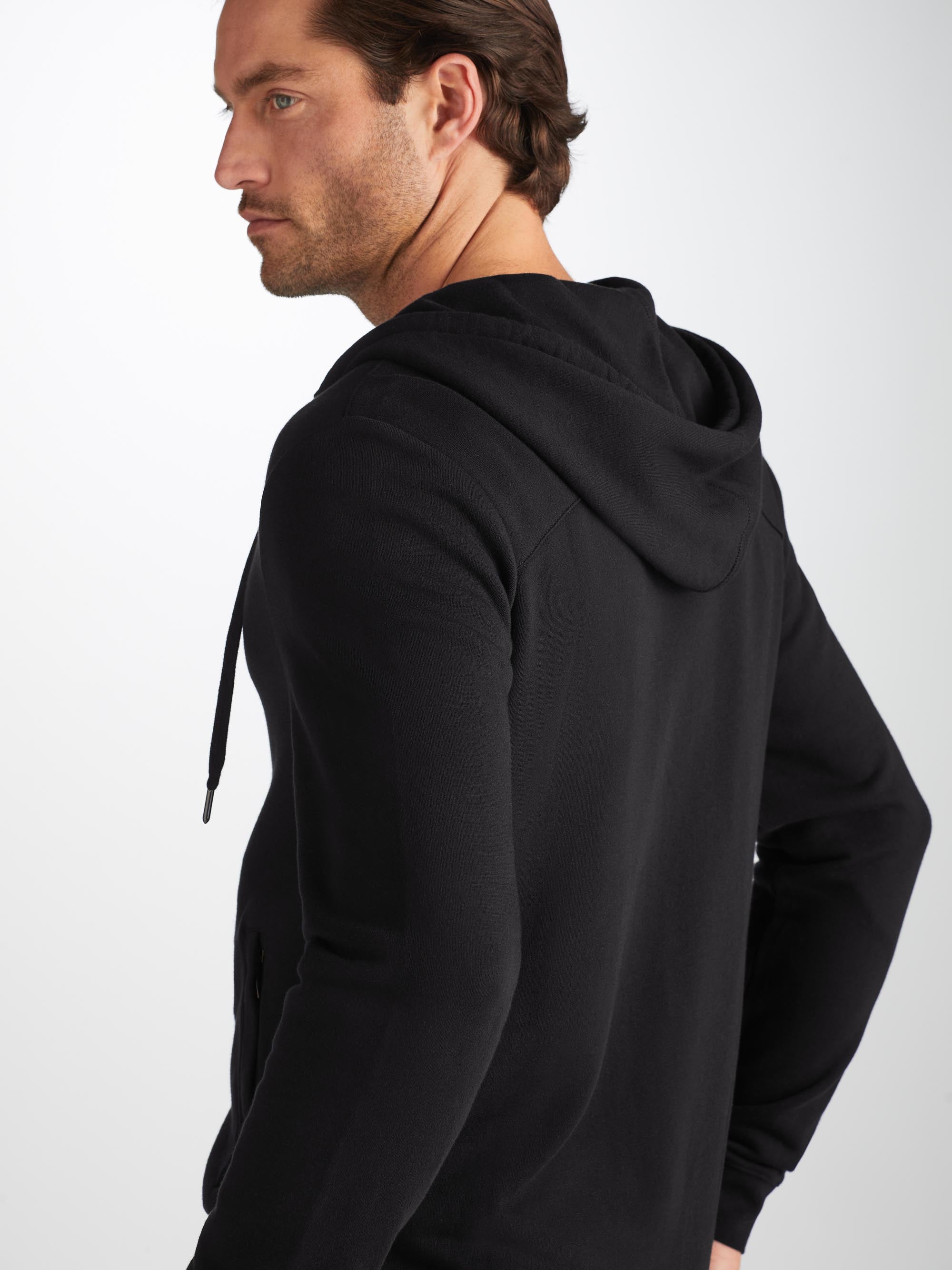 Men's Zip Up Hoodie Quinn Cotton Modal Black