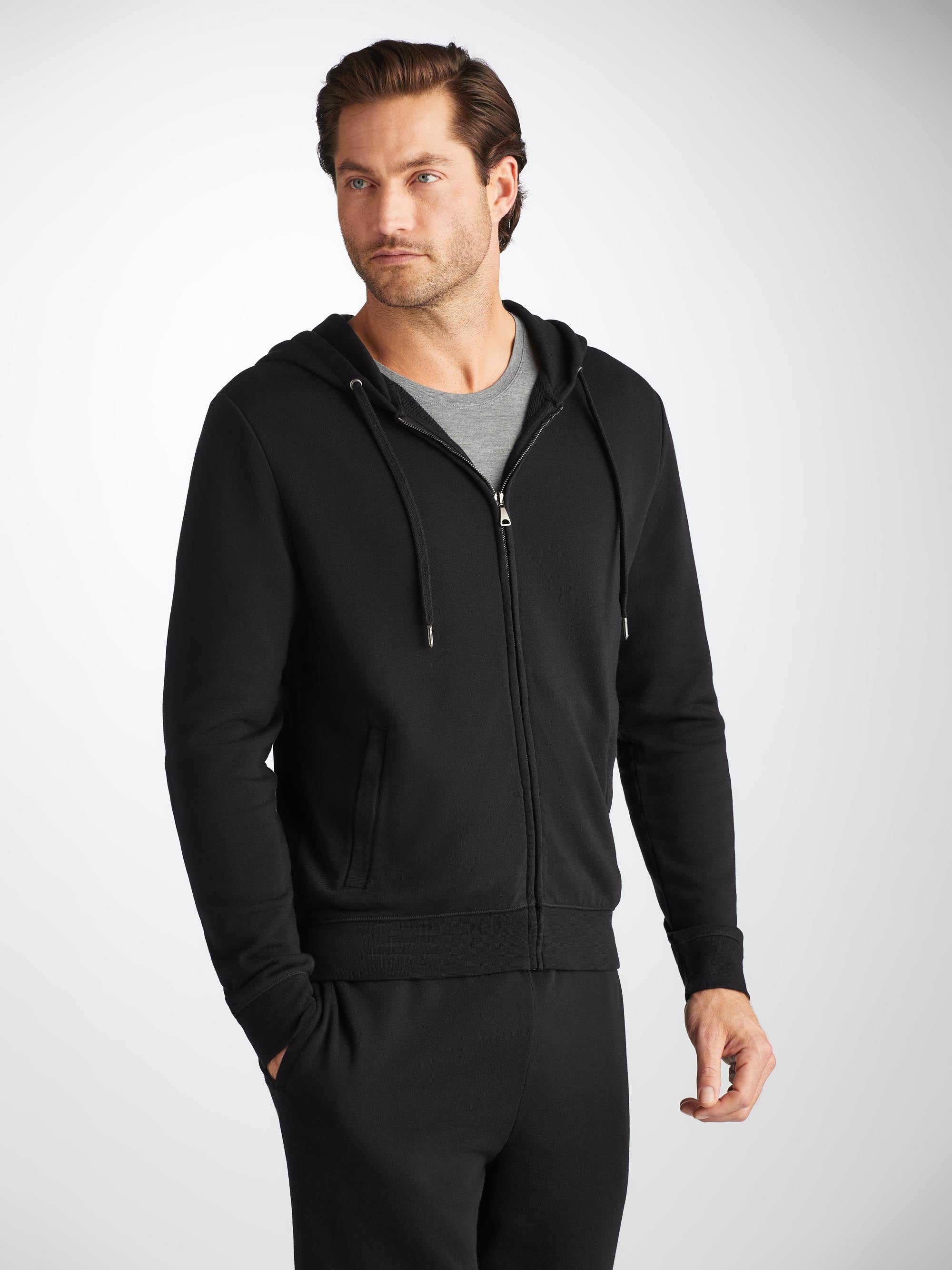 Men's Hoodie Quinn Cotton Modal Black