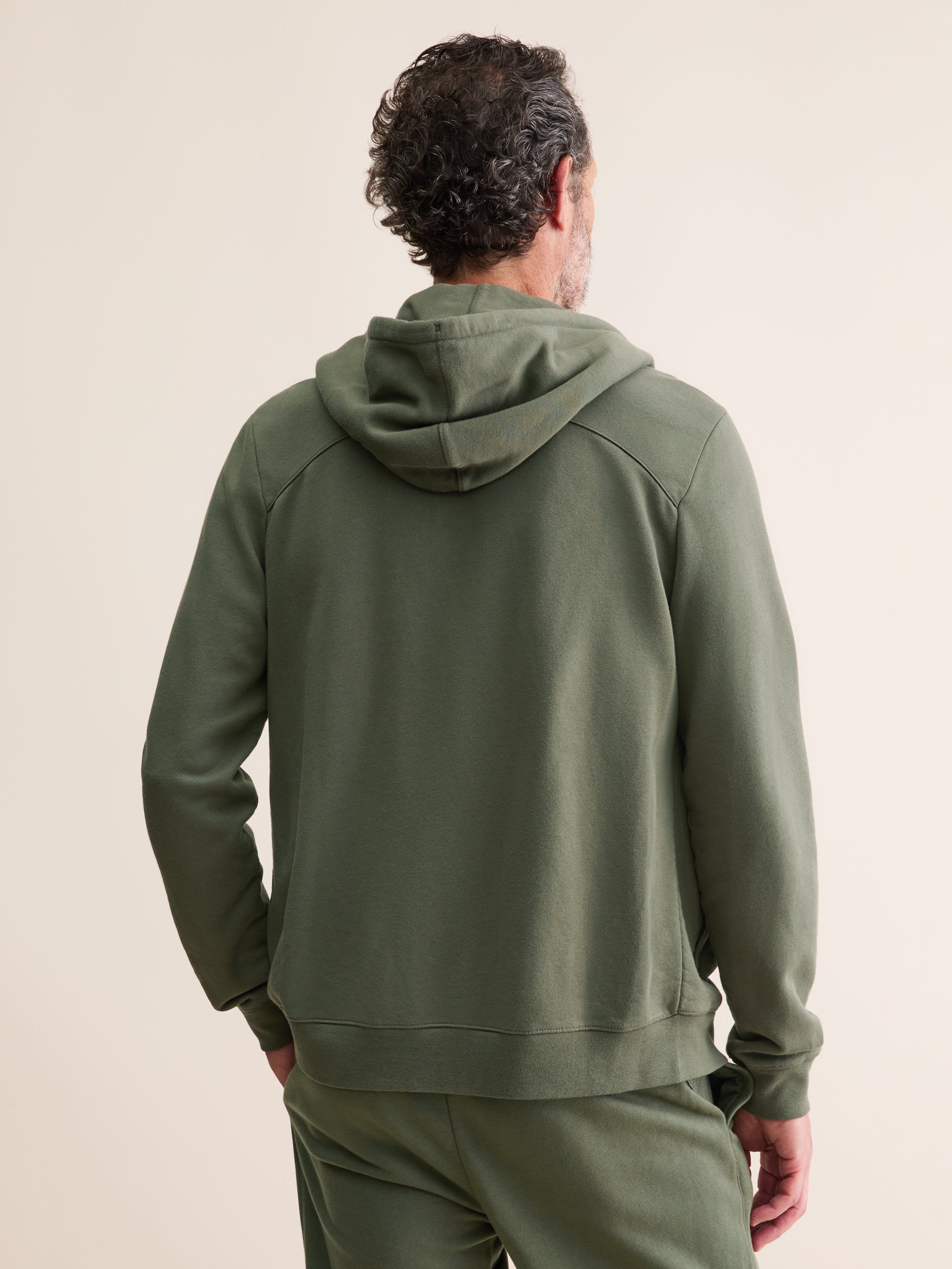 Men's Zip Up Hoodie Quinn Cotton Modal Khaki