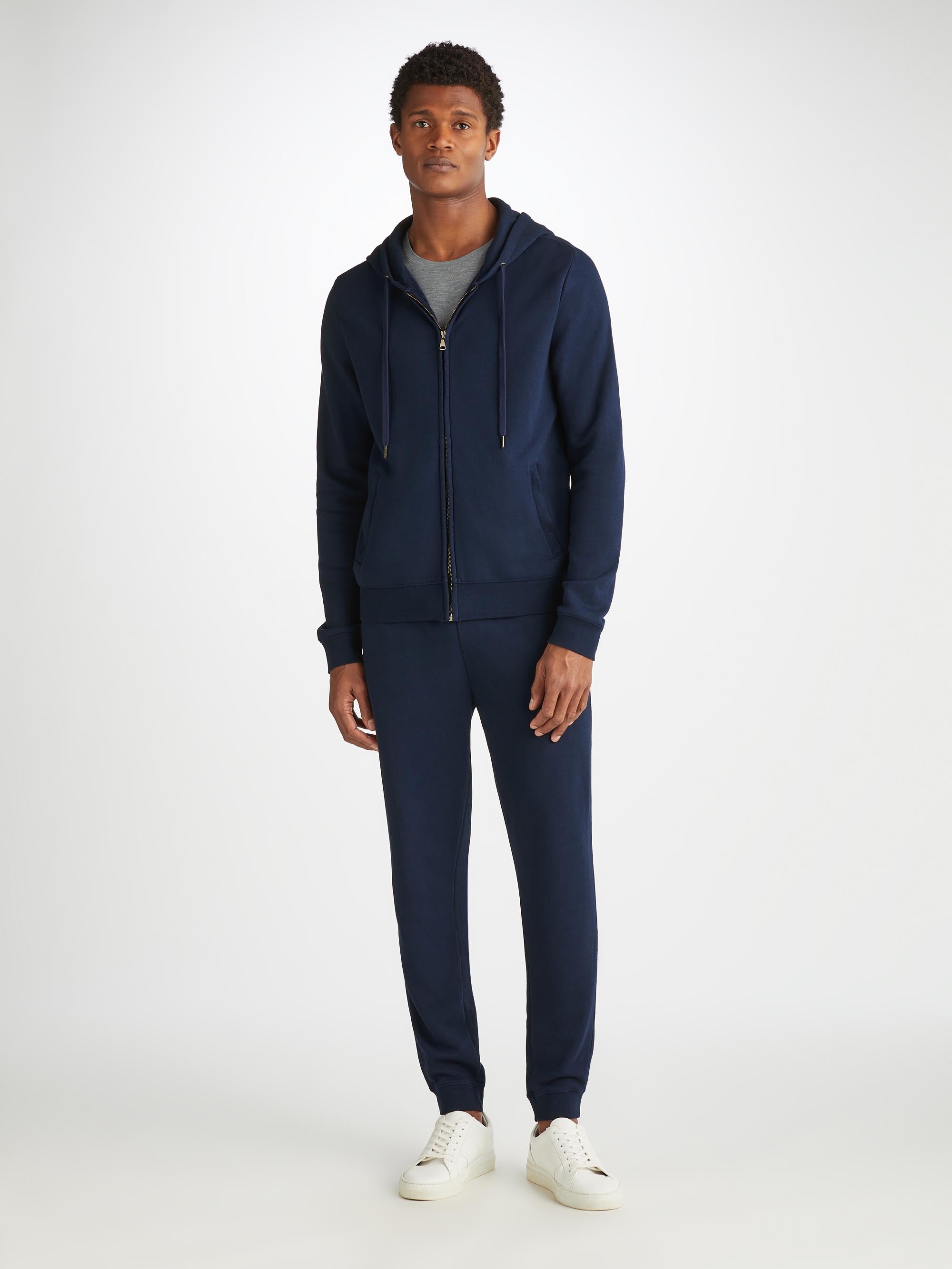Men's Zip Up Hoodie Quinn Cotton Modal Navy