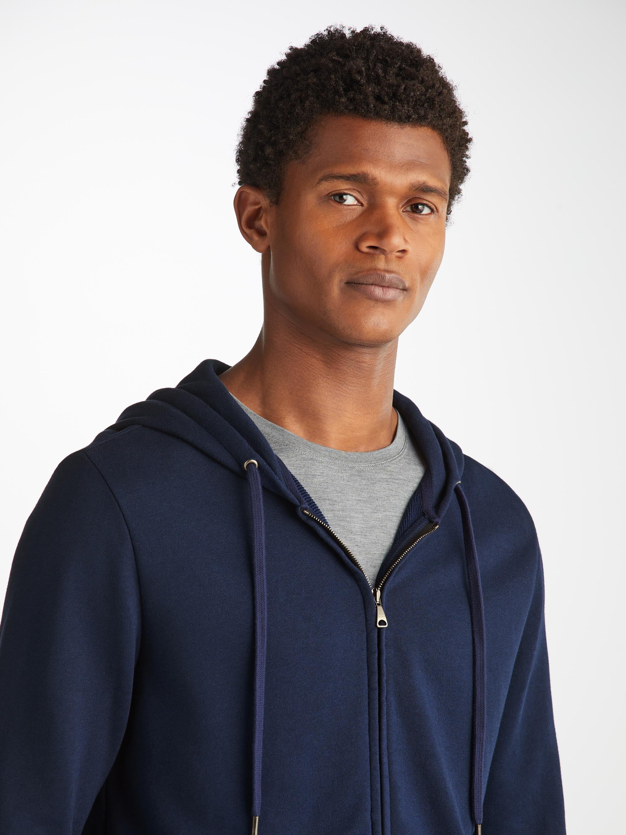 Men's Zip Up Hoodie Quinn Cotton Modal Navy