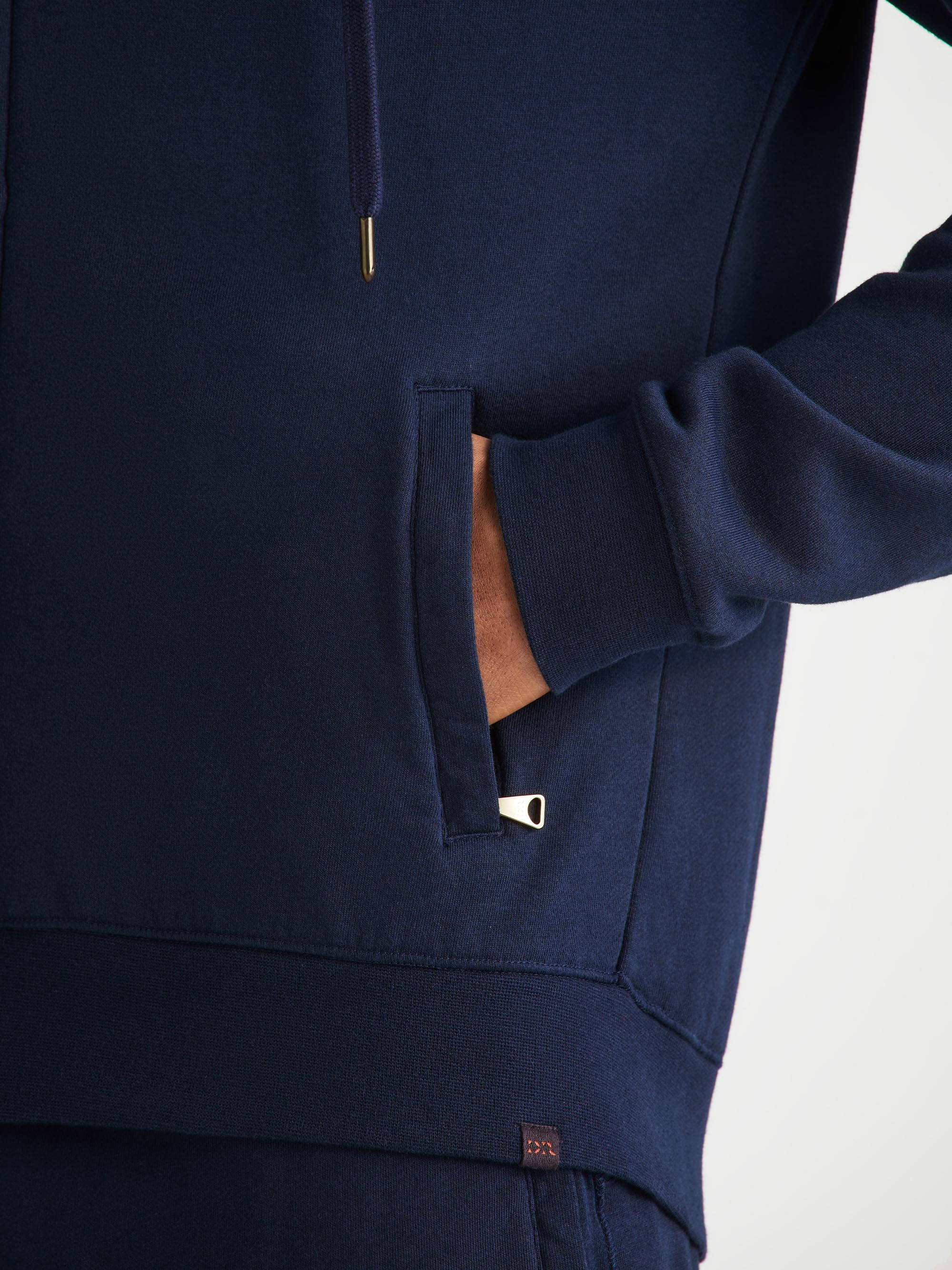 Men's Zip Up Hoodie Quinn Cotton Modal Navy