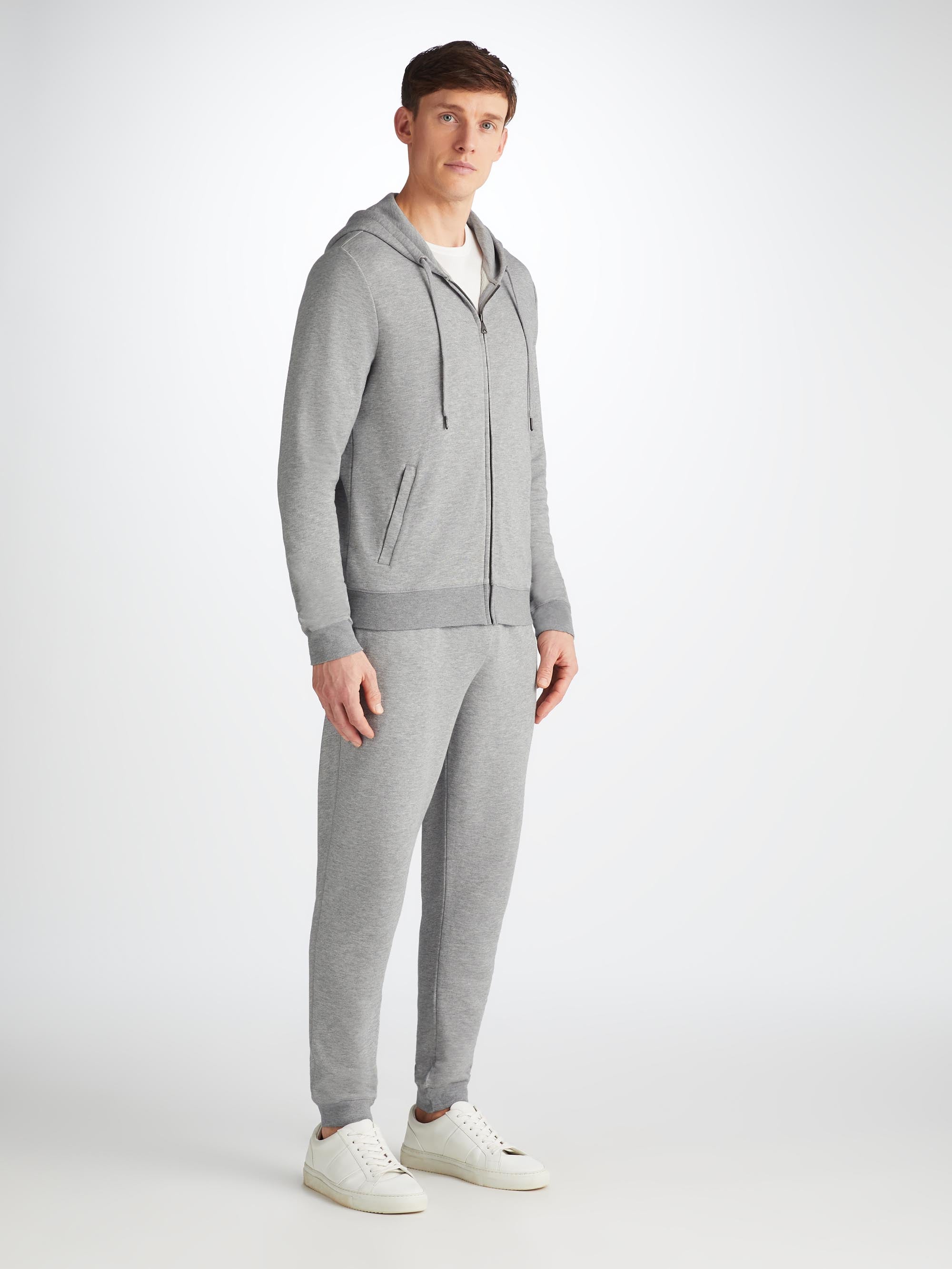 Men's Zip Up Hoodie Quinn Cotton Modal Silver