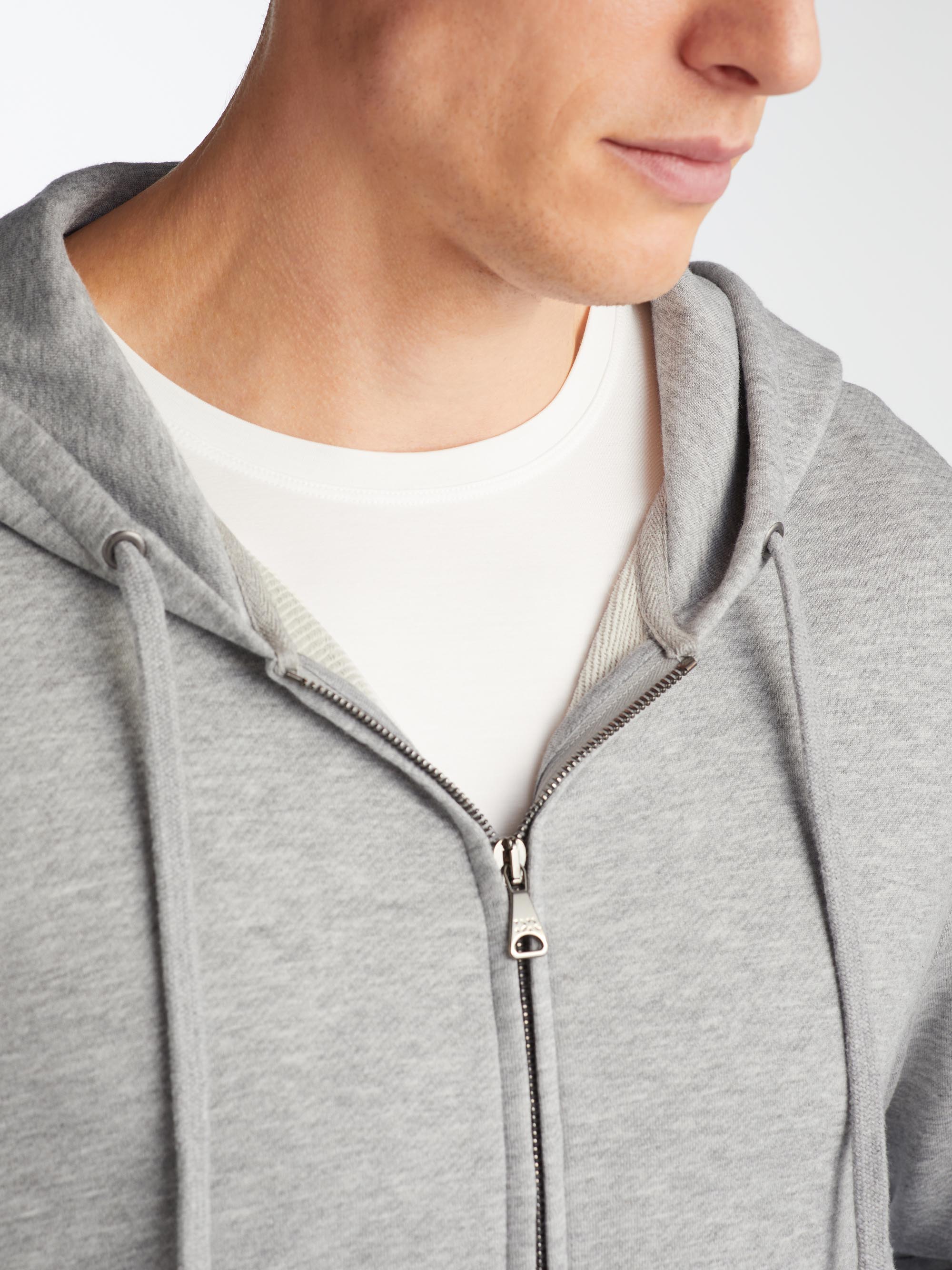Men's Zip Up Hoodie Quinn Cotton Modal Silver
