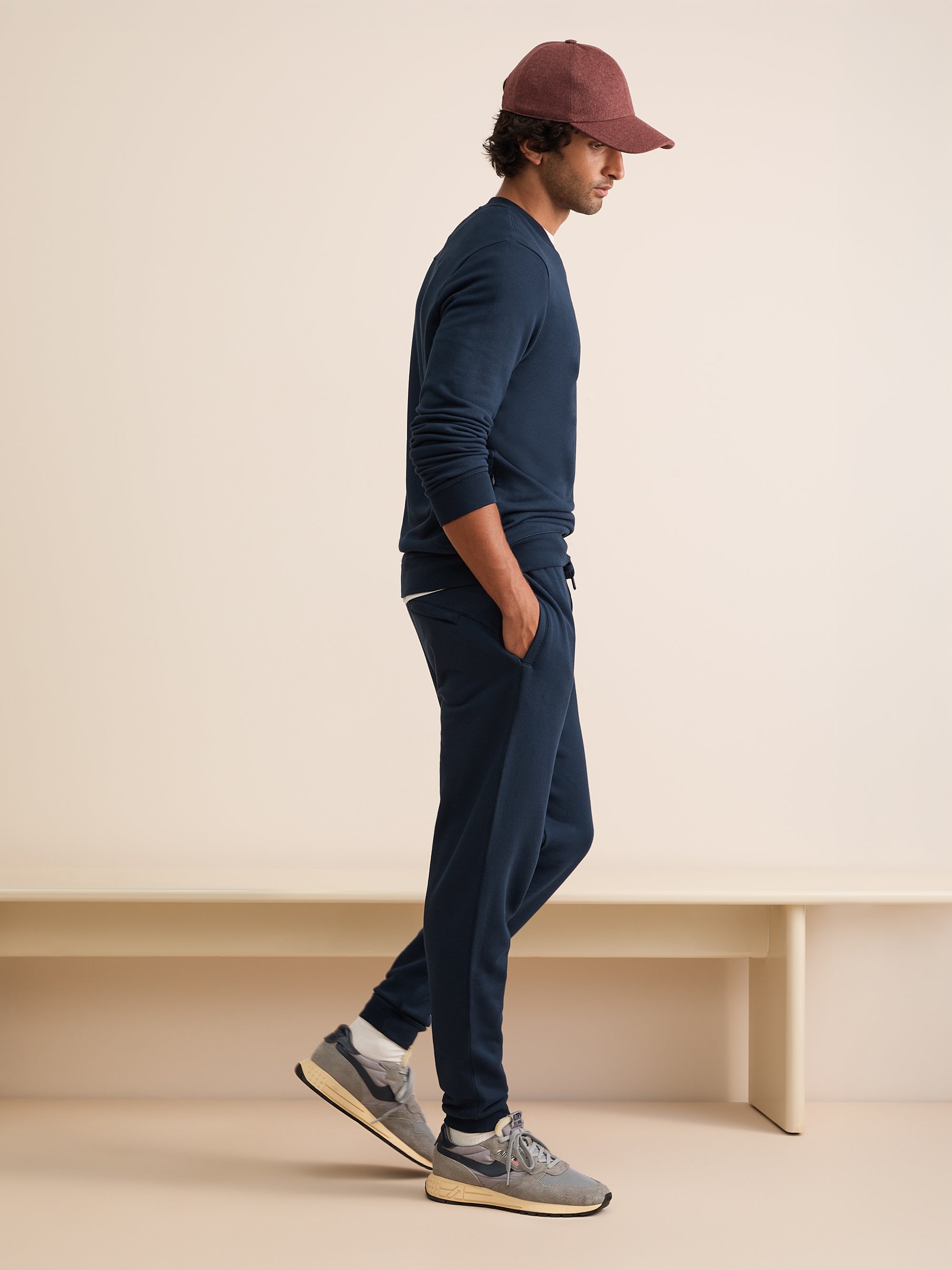 Harley Cotton Modal Cuffed Sweatpants Navy Blue