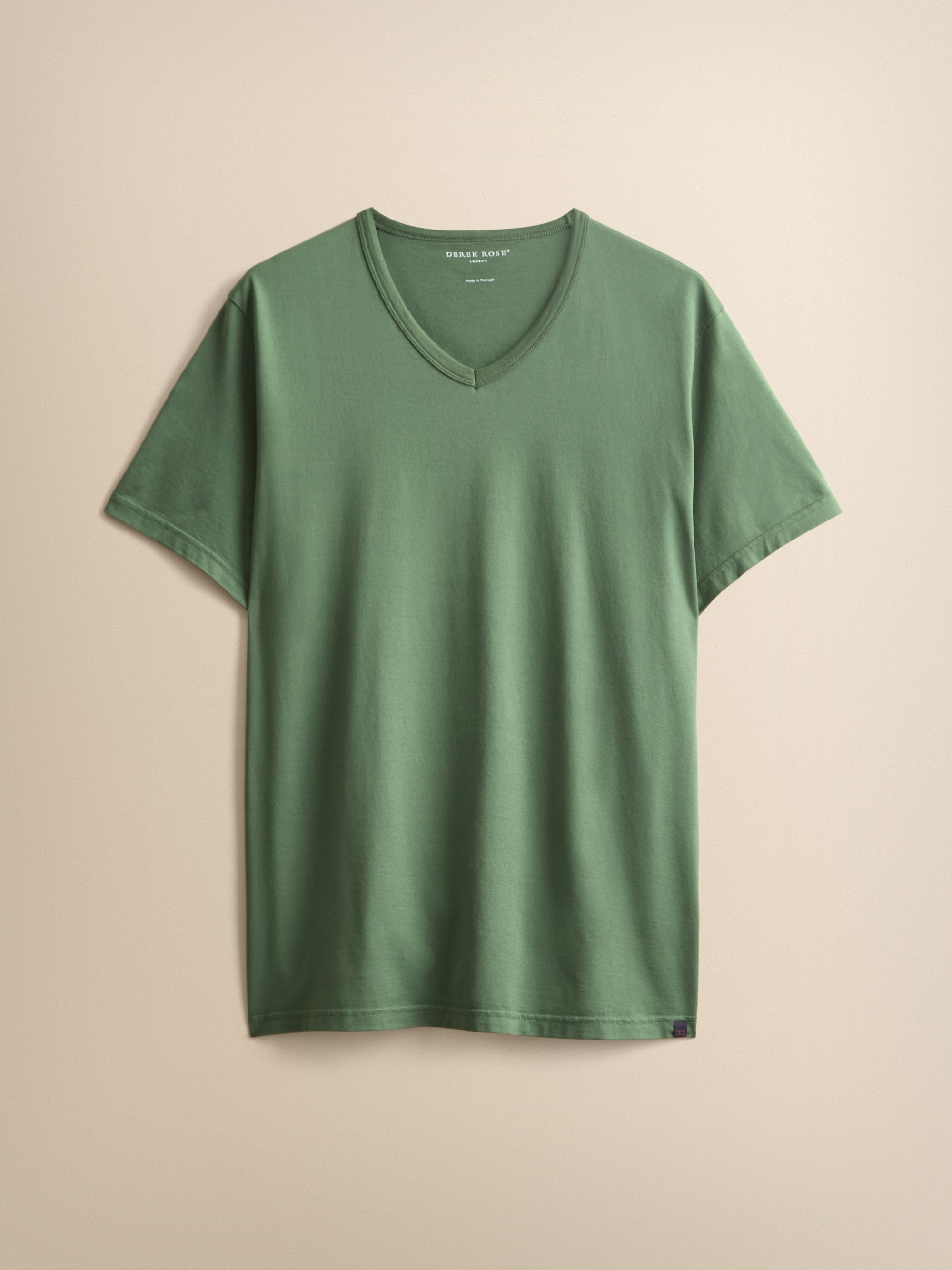 Barny Cotton V-Neck T-Shirt Soft Green