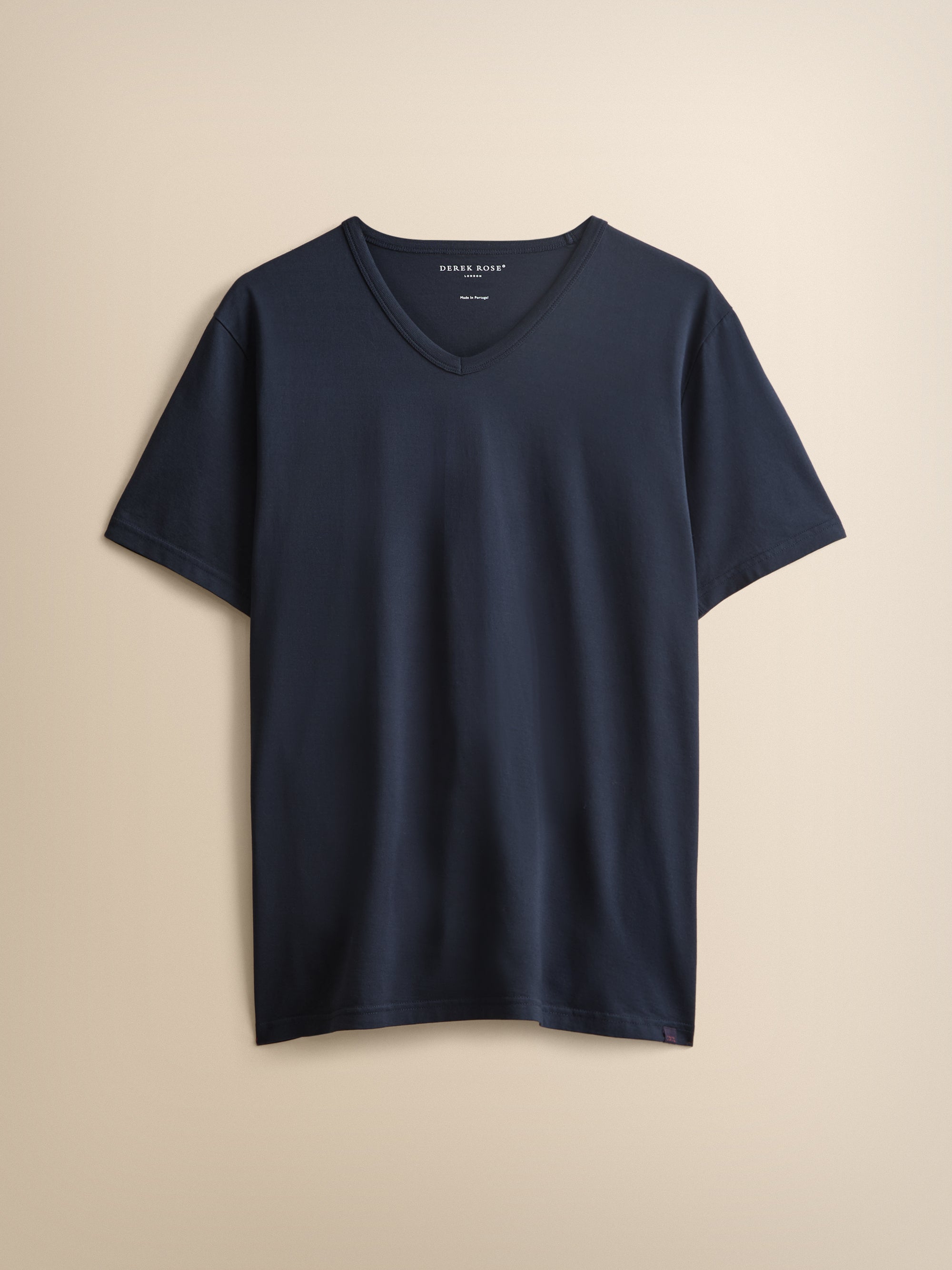 Barny Cotton V-Neck T-Shirt Navy Blue