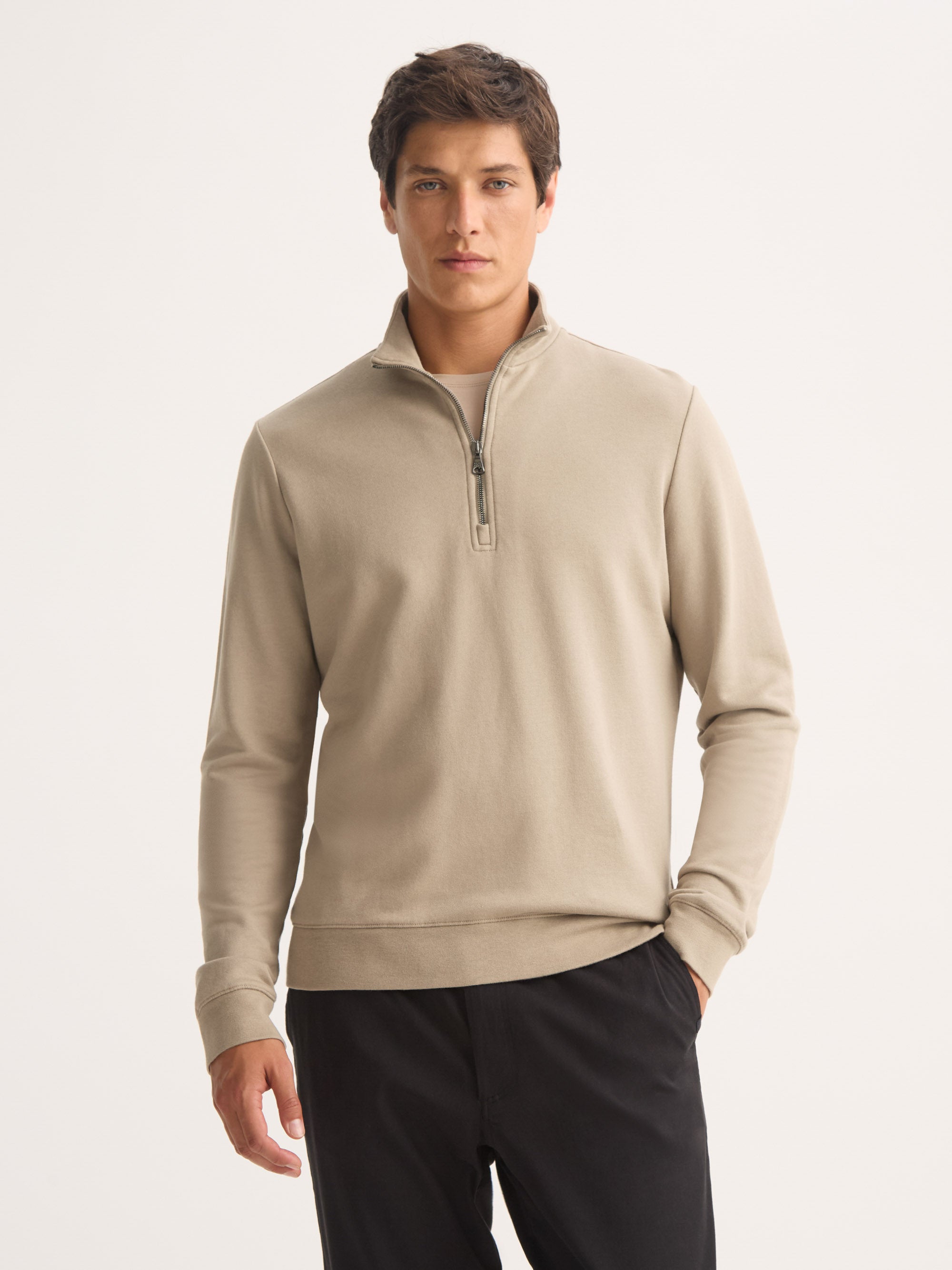 Men's Half-Zip Pullover Quinn Cotton Modal Taupe