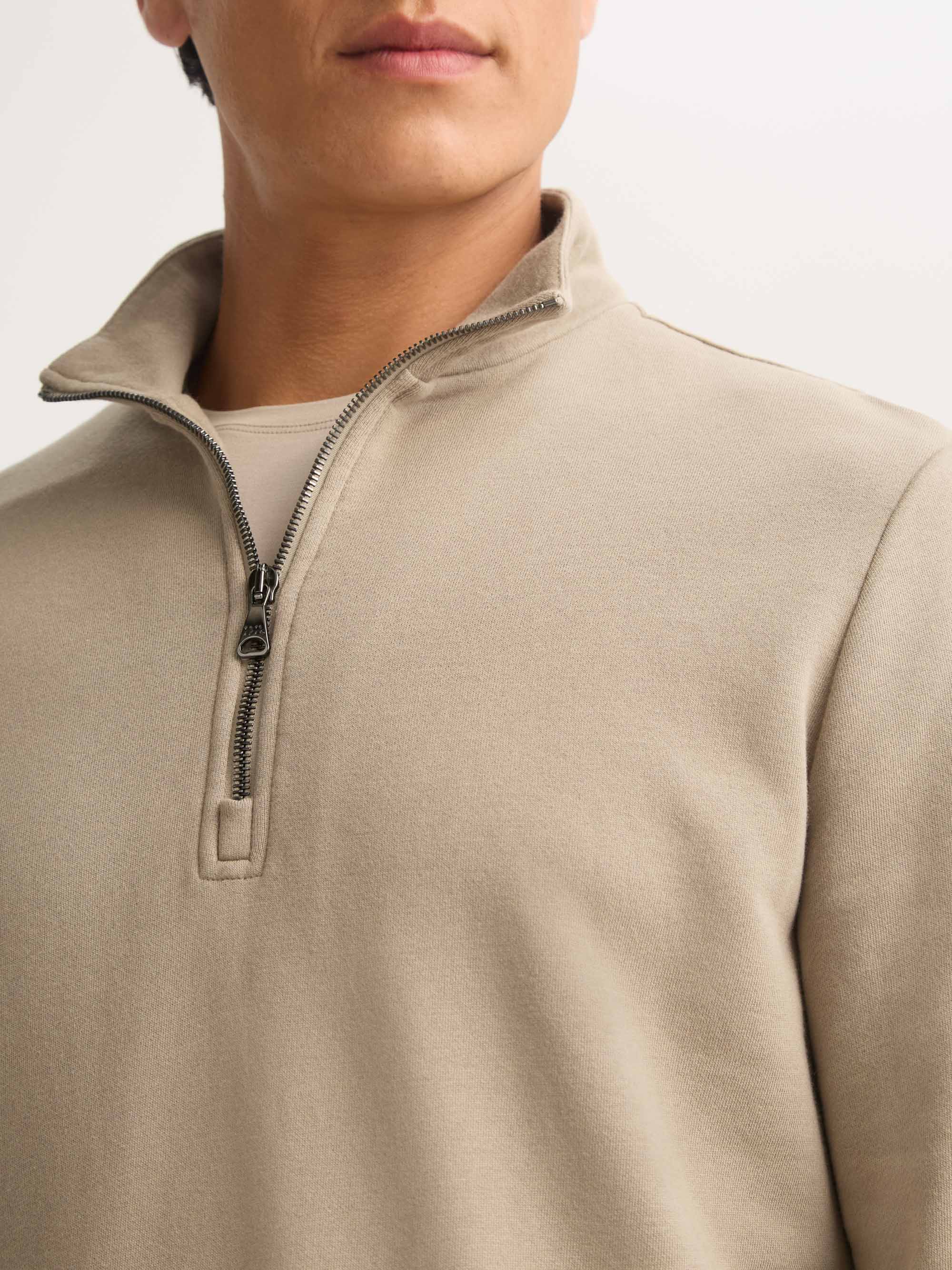 Men's Half-Zip Pullover Quinn Cotton Modal Taupe