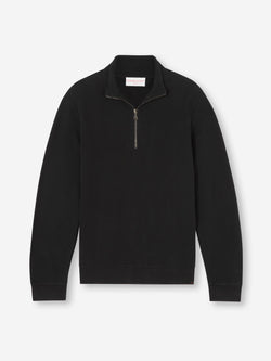 Men's Half-Zip Pullover Quinn Cotton Modal Black