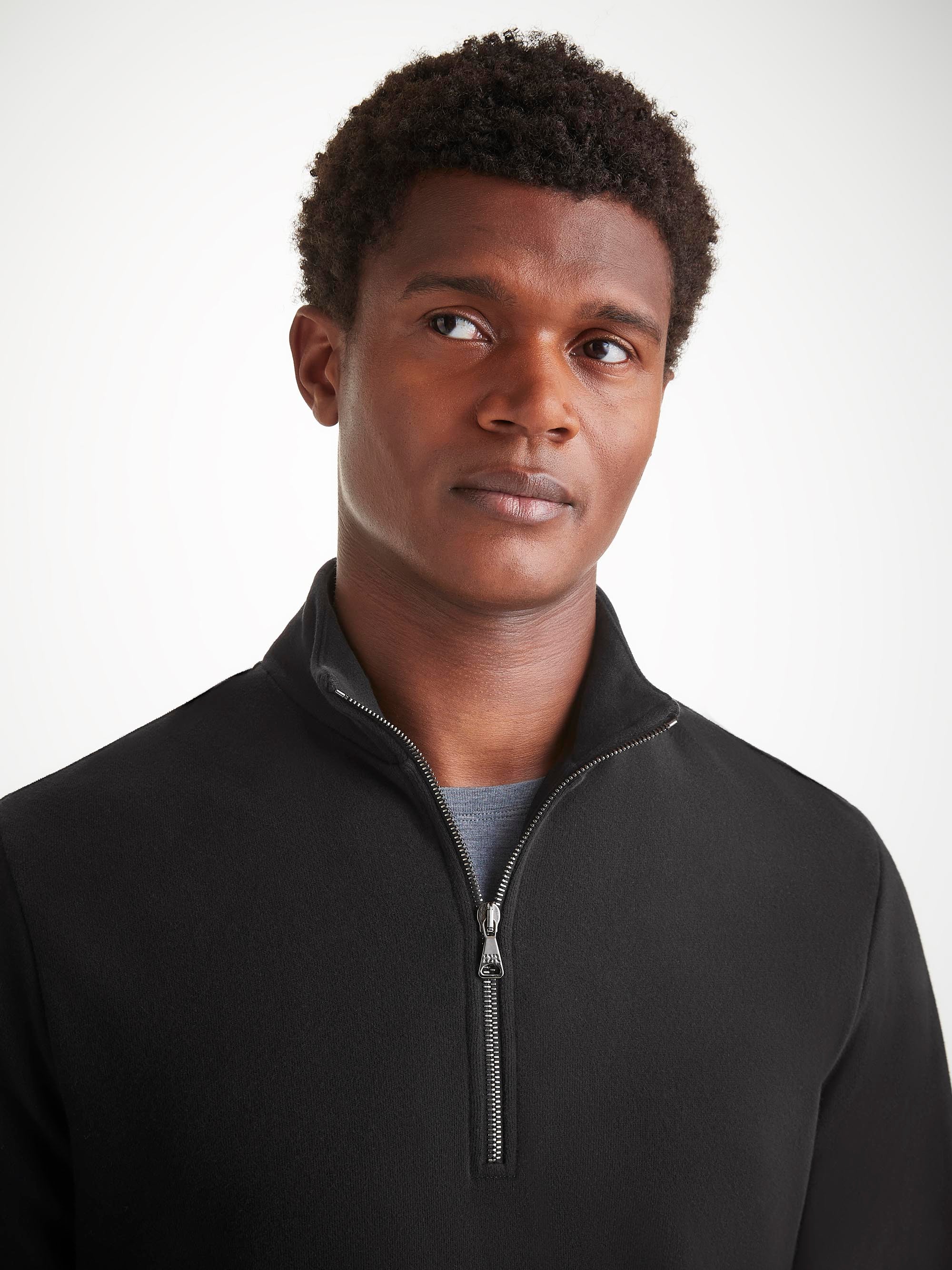 Men's Half-Zip Pullover Quinn Cotton Modal Black