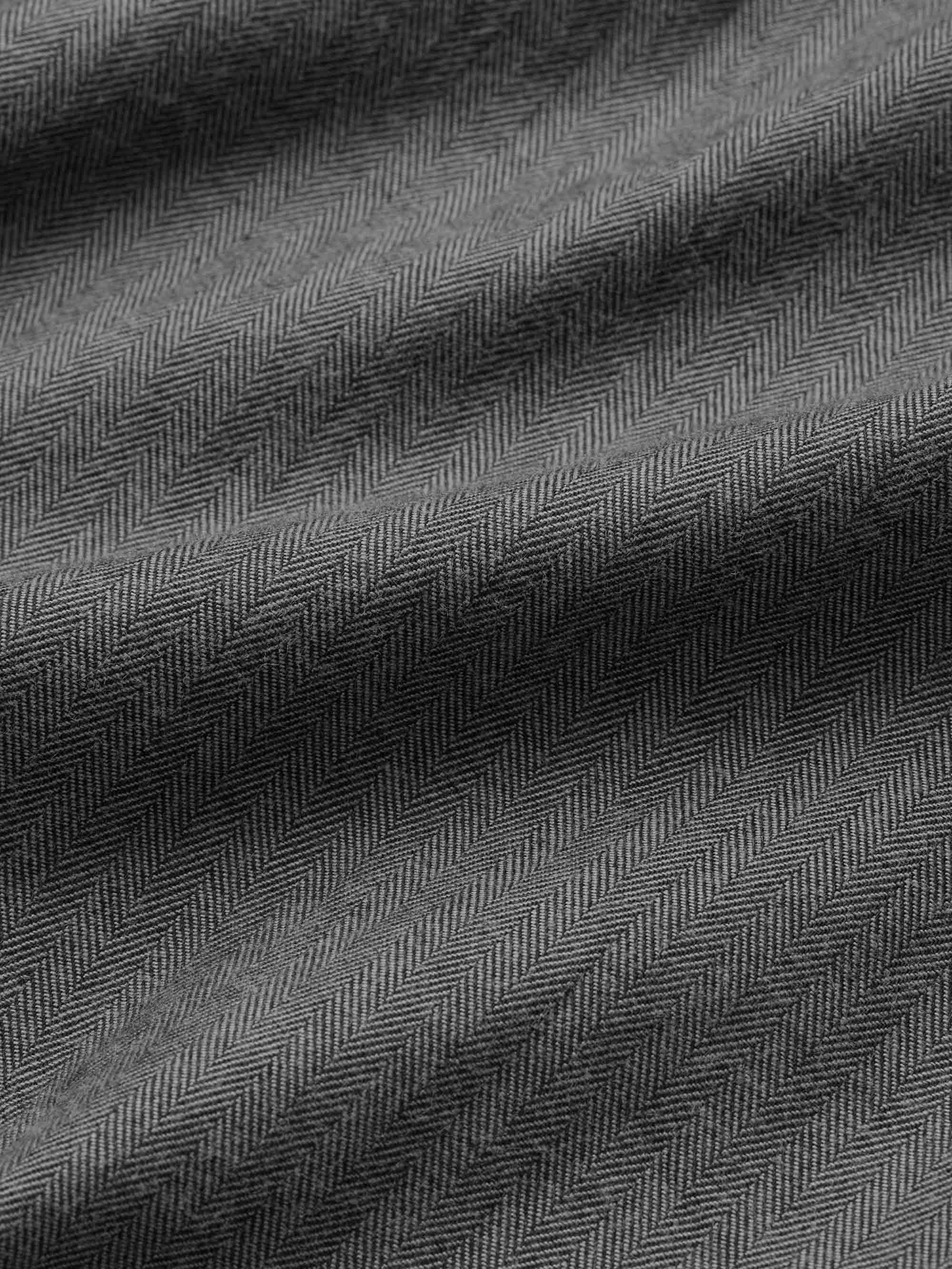 Men's Flannel Overshirt Balmoral Brushed Cotton Charcoal Gray Herringbone