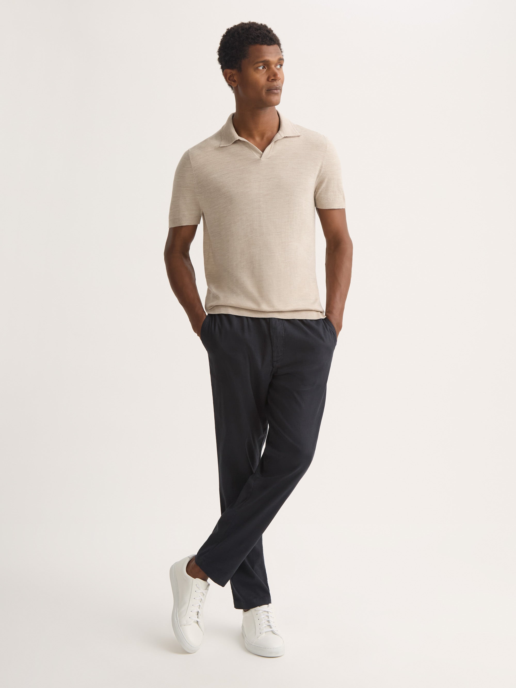 Men's Polo Shirt Orson Merino Wool Ecru