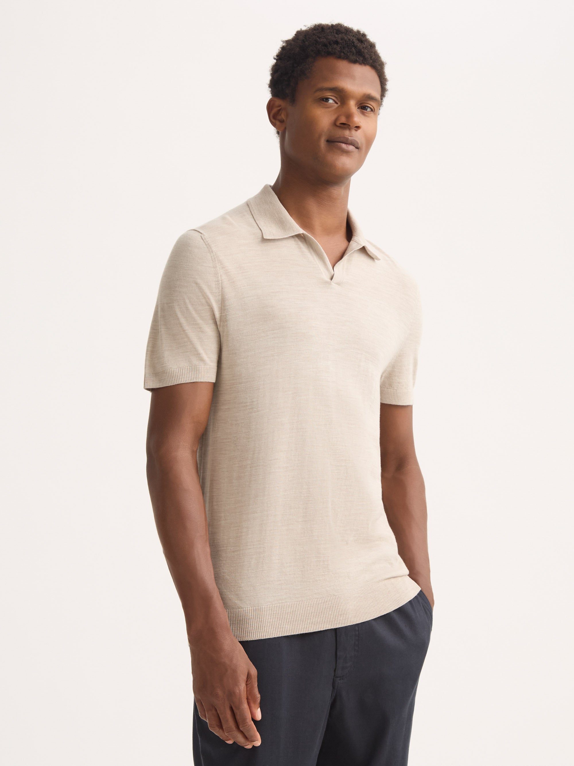 Men's Polo Shirt Orson Merino Wool Ecru