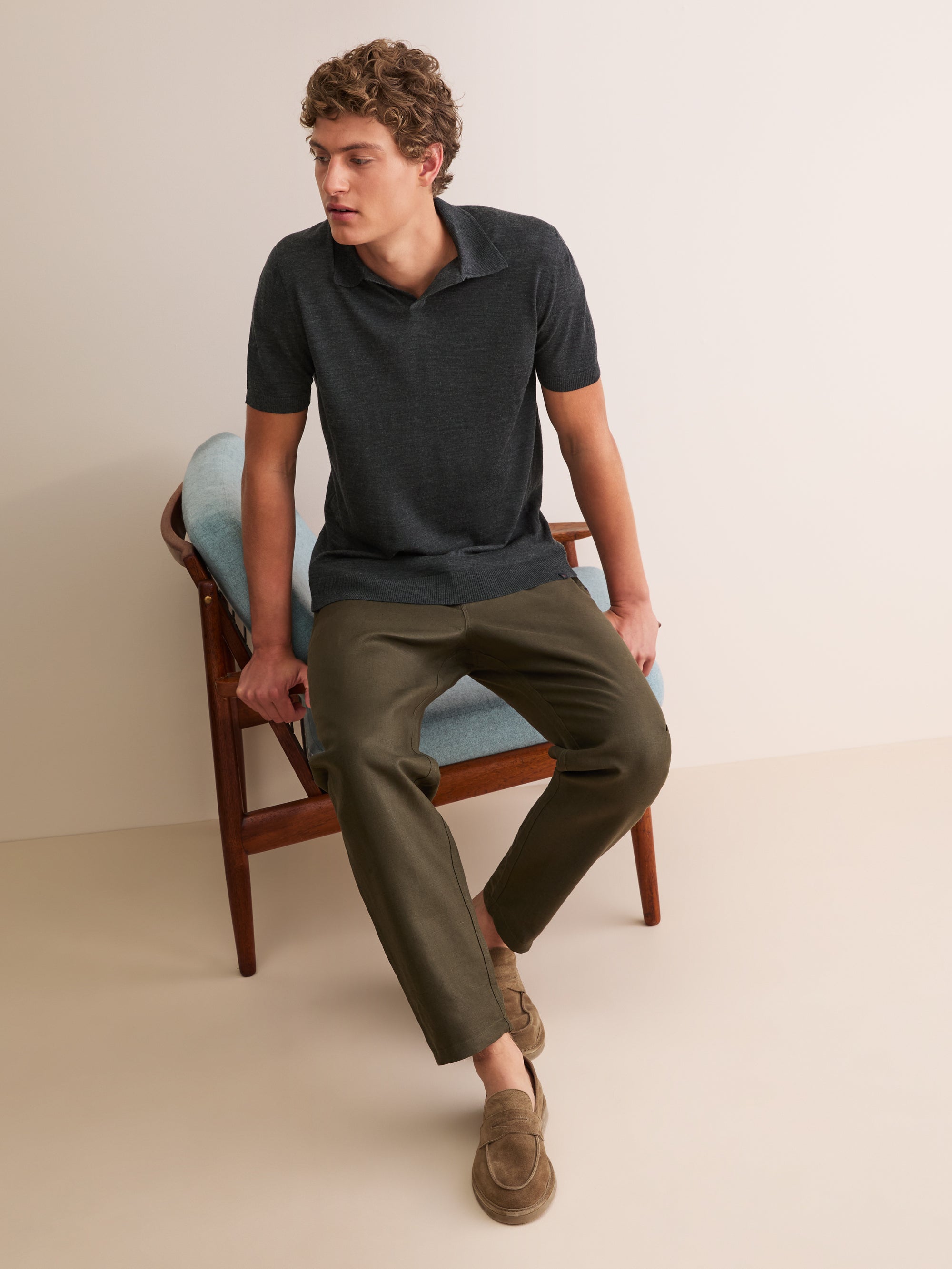 Men's Polo Shirt Orson Merino Wool Charcoal Grey