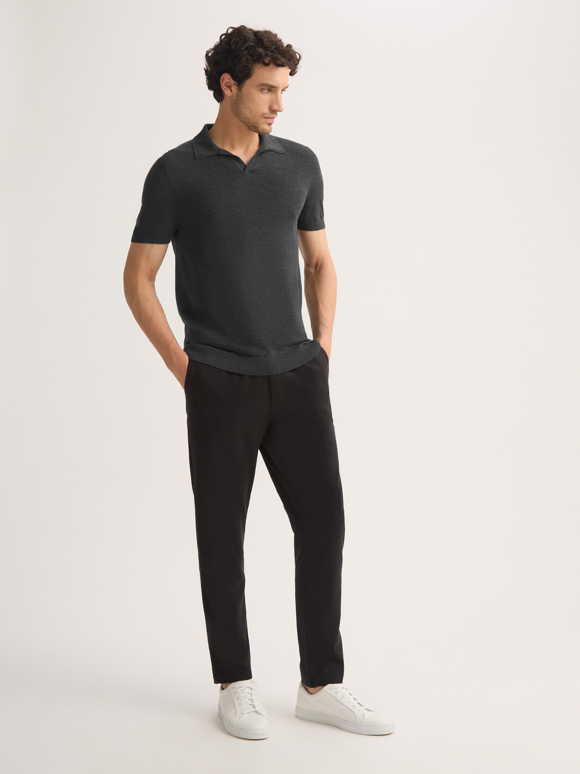 Men's Polo Shirt Orson Merino Wool Charcoal Gray
