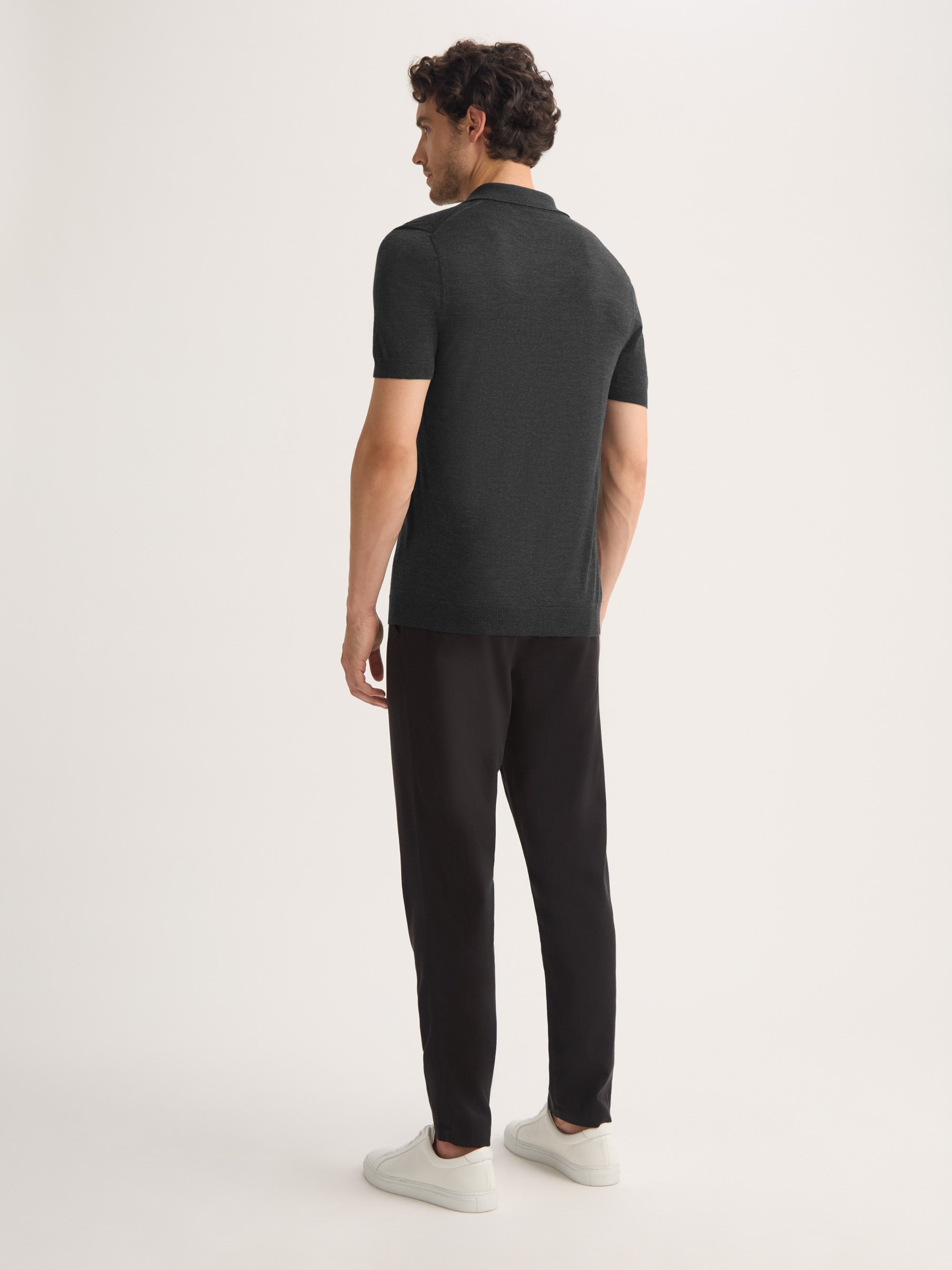 Men's Polo Shirt Orson Merino Wool Charcoal Gray