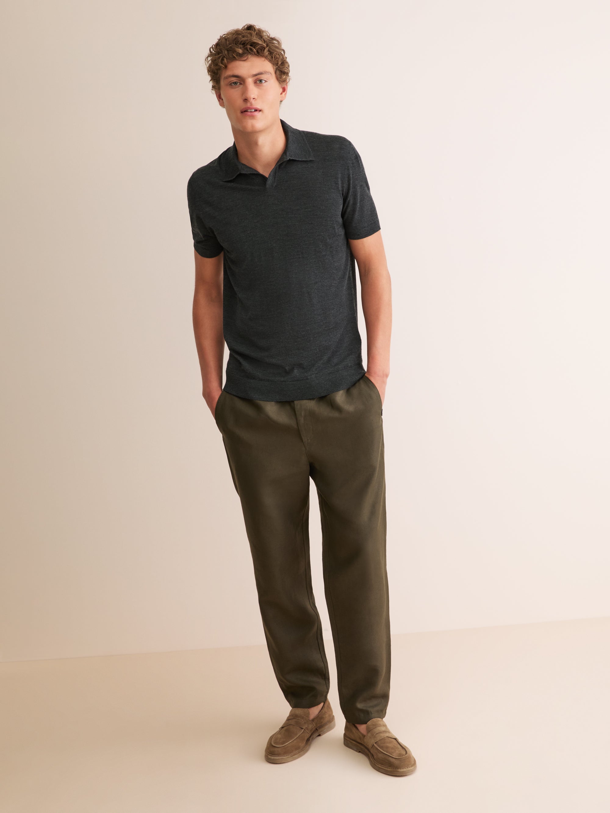 Men's Polo Shirt Orson Merino Wool Charcoal Grey