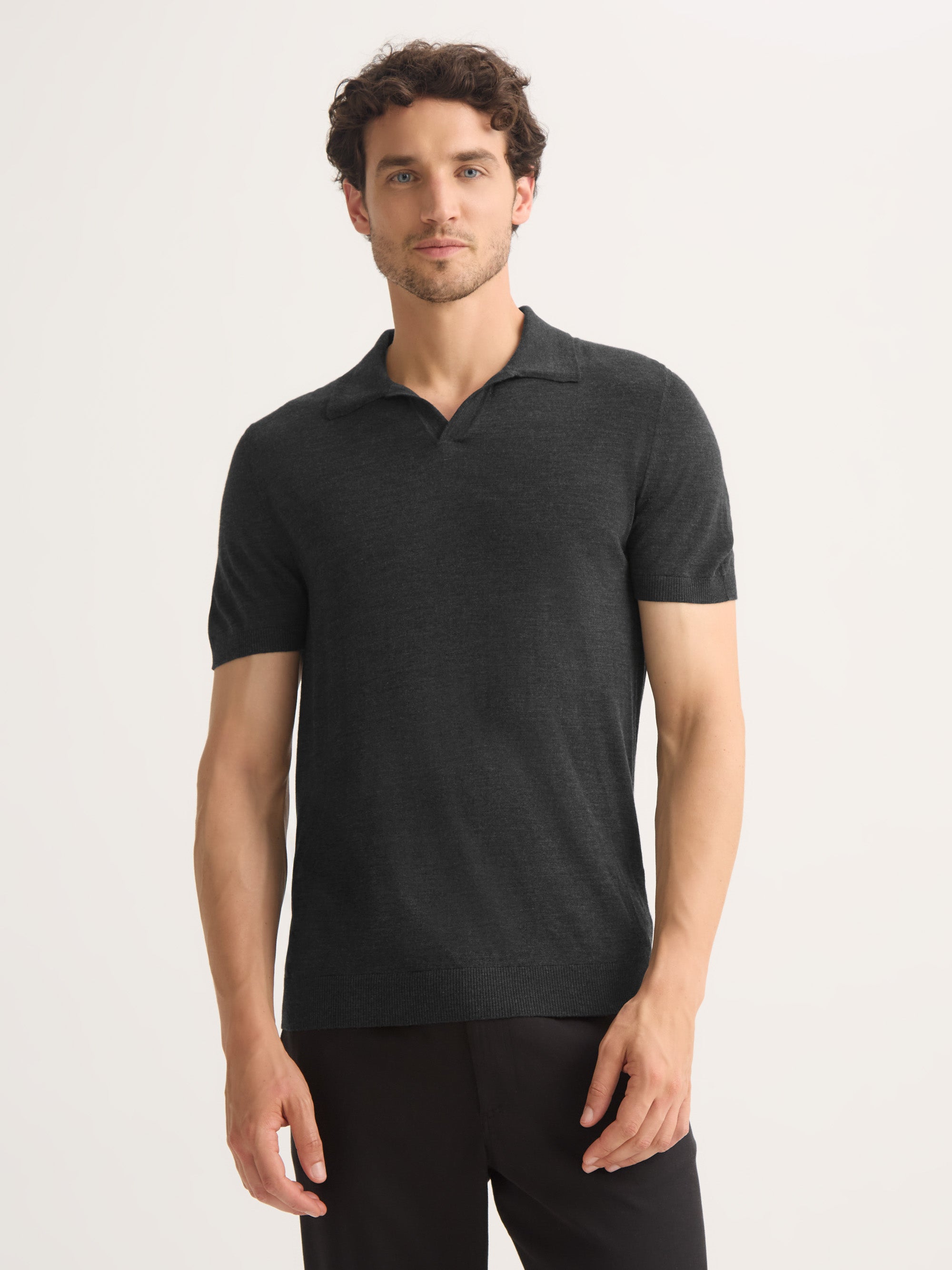 Men's Polo Shirt Orson Merino Wool Charcoal Gray