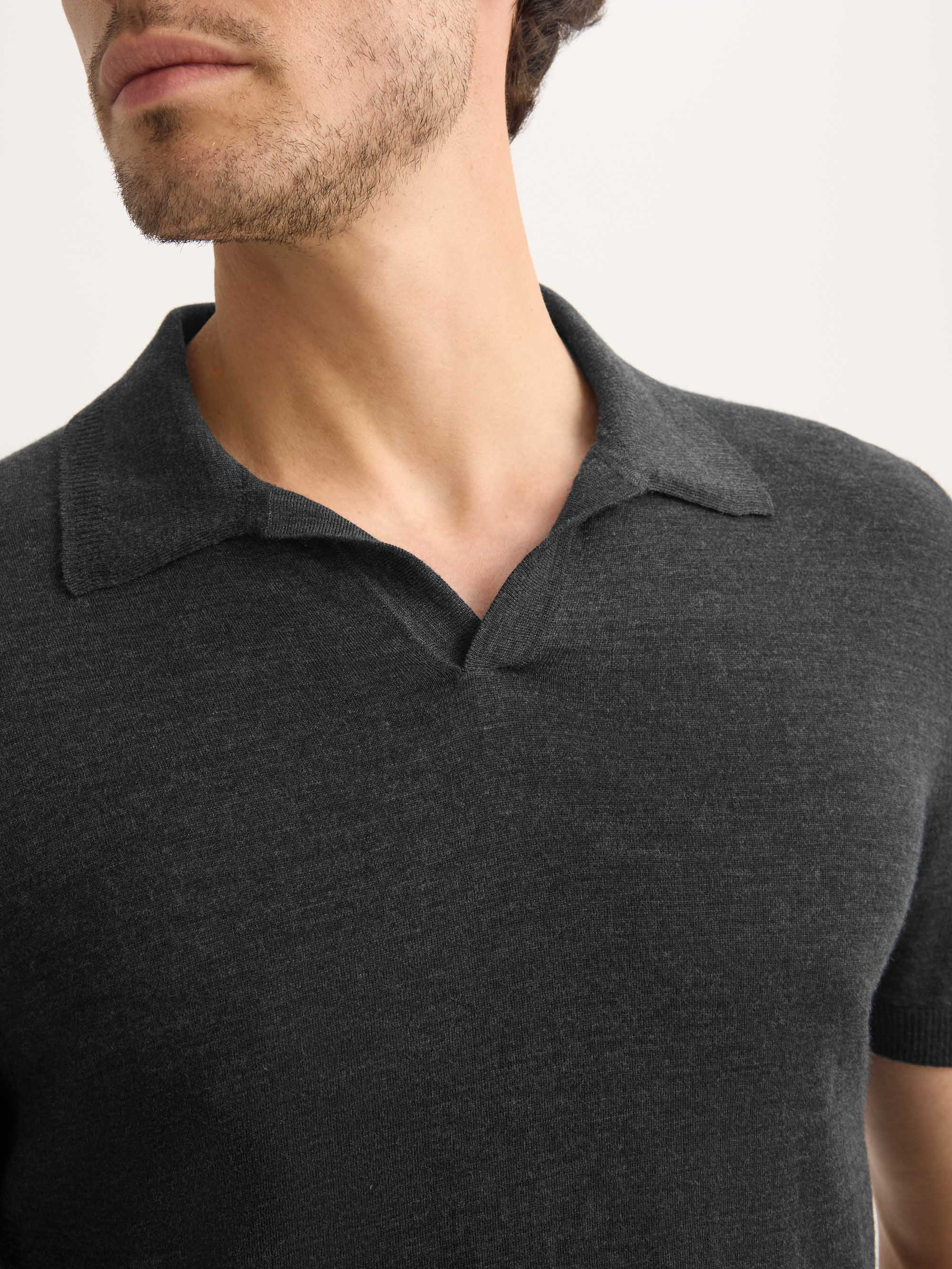 Men's Polo Shirt Orson Merino Wool Charcoal Gray
