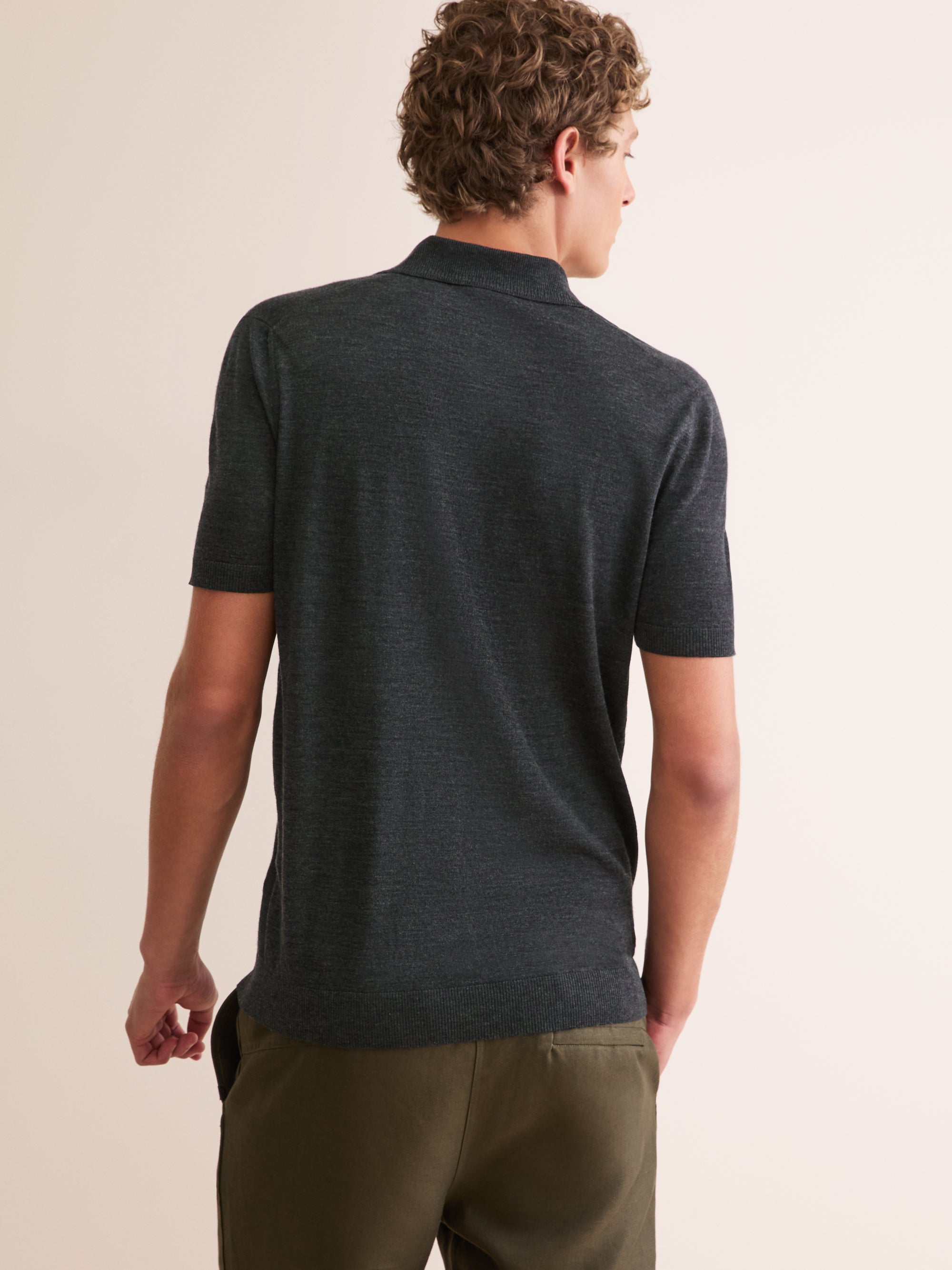 Men's Polo Shirt Orson Merino Wool Charcoal Grey