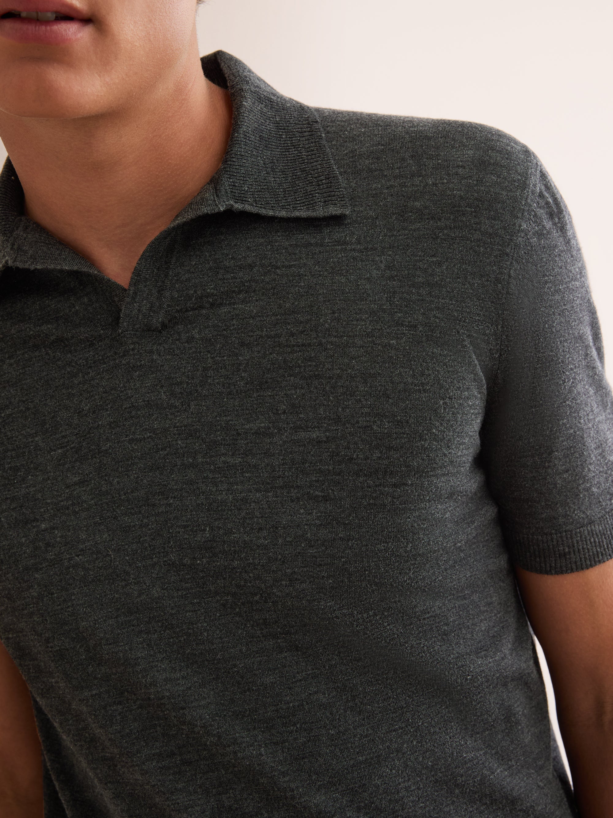 Men's Polo Shirt Orson Merino Wool Charcoal Grey