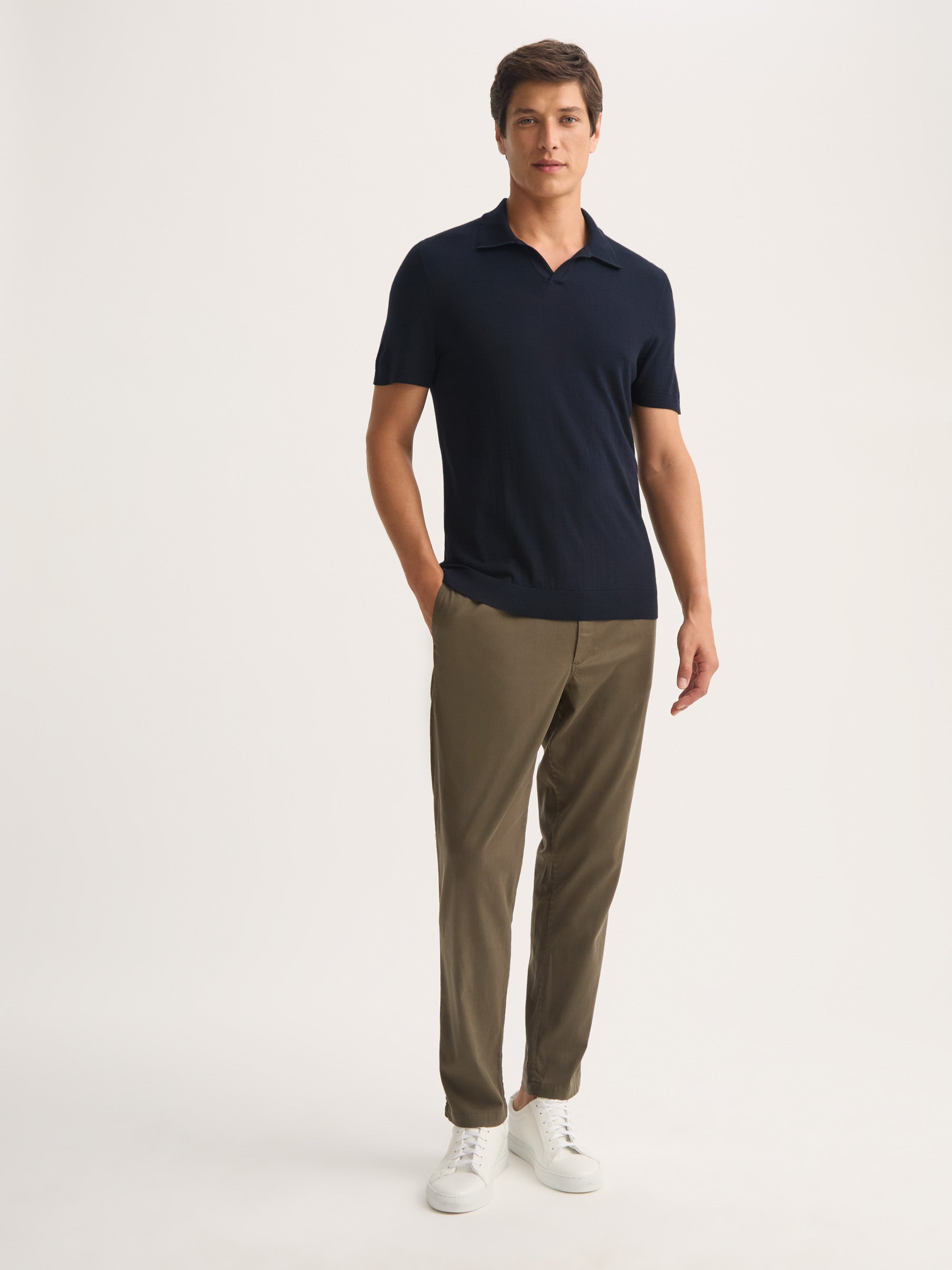 Men's Polo Shirt Orson Merino Wool Navy Blue