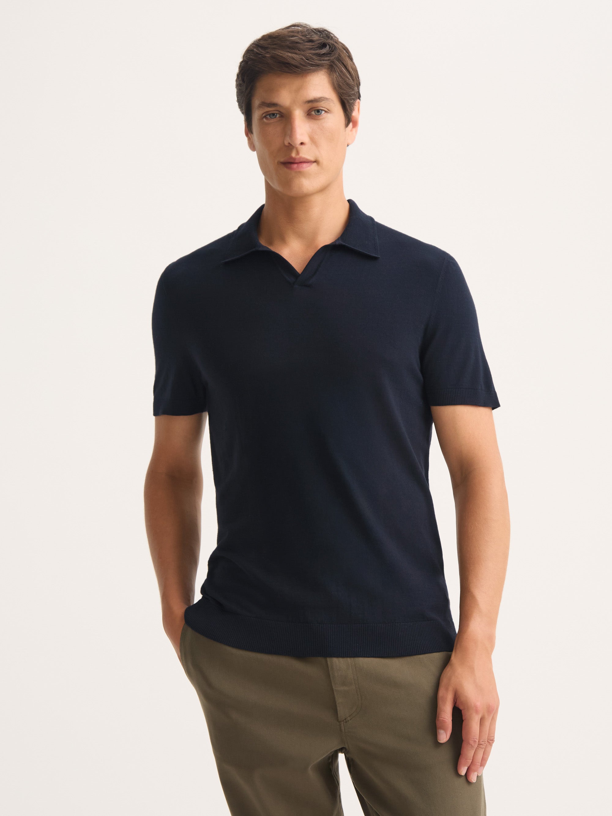Men's Polo Shirt Orson Merino Wool Navy Blue