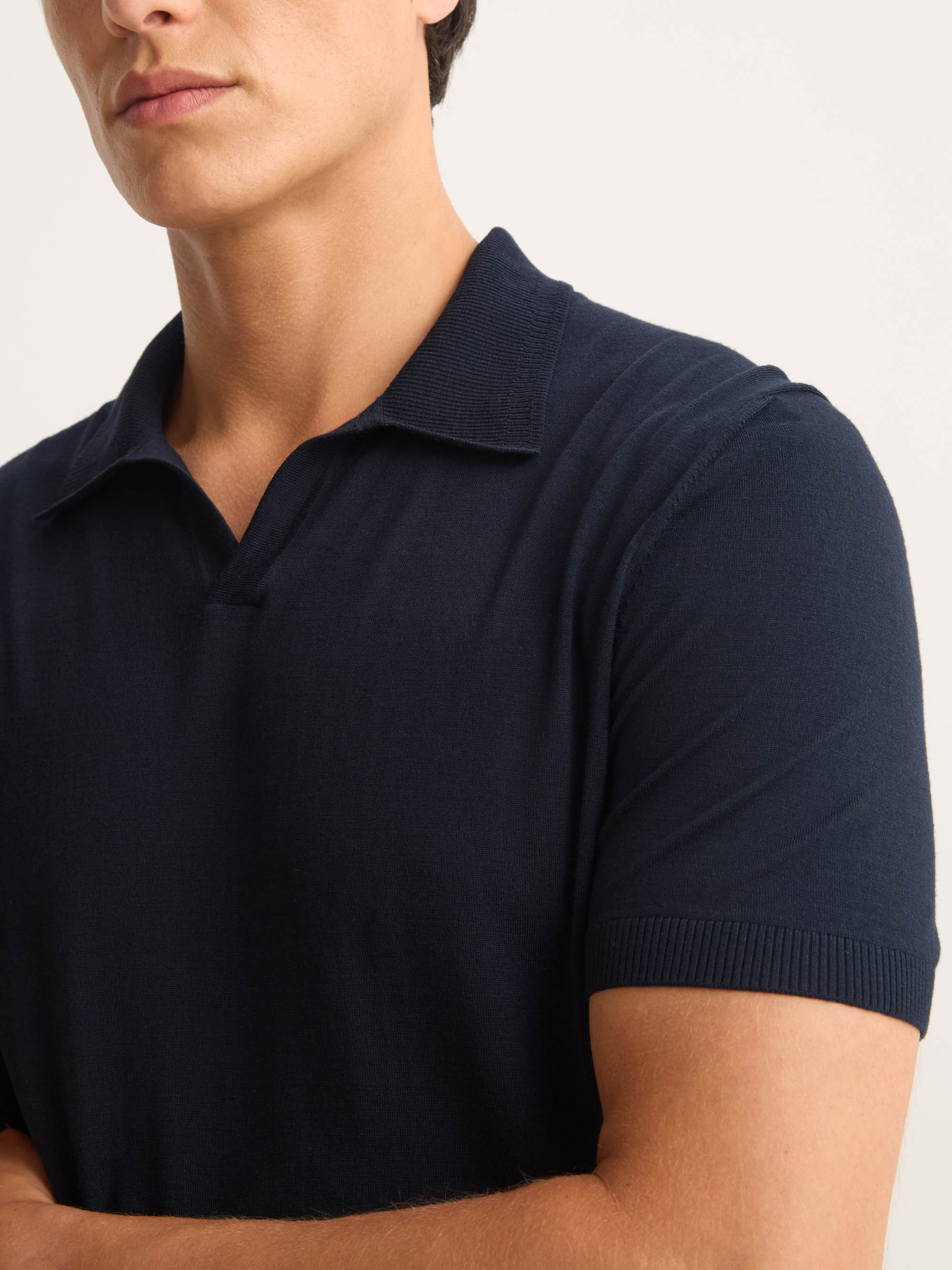 Men's Polo Shirt Orson Merino Wool Navy Blue