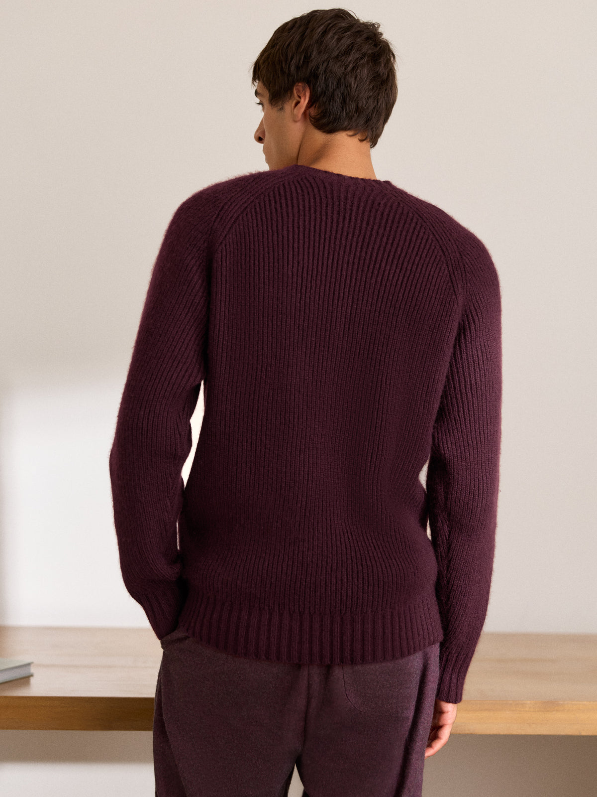 Freddie Wool Cashmere Ribbed Sweater Burgundy