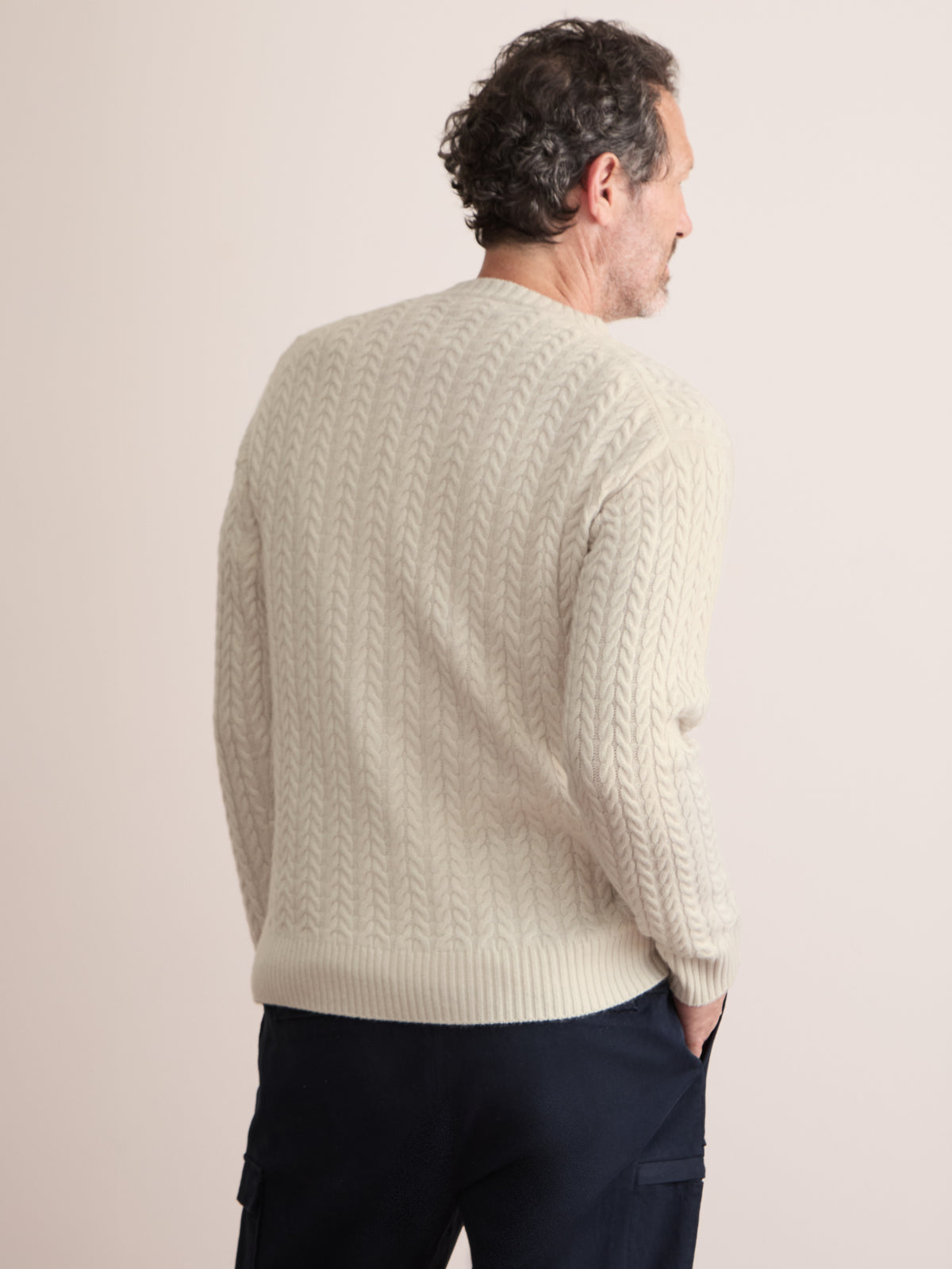 Damon Cashmere Cable Knit Sweater Cream