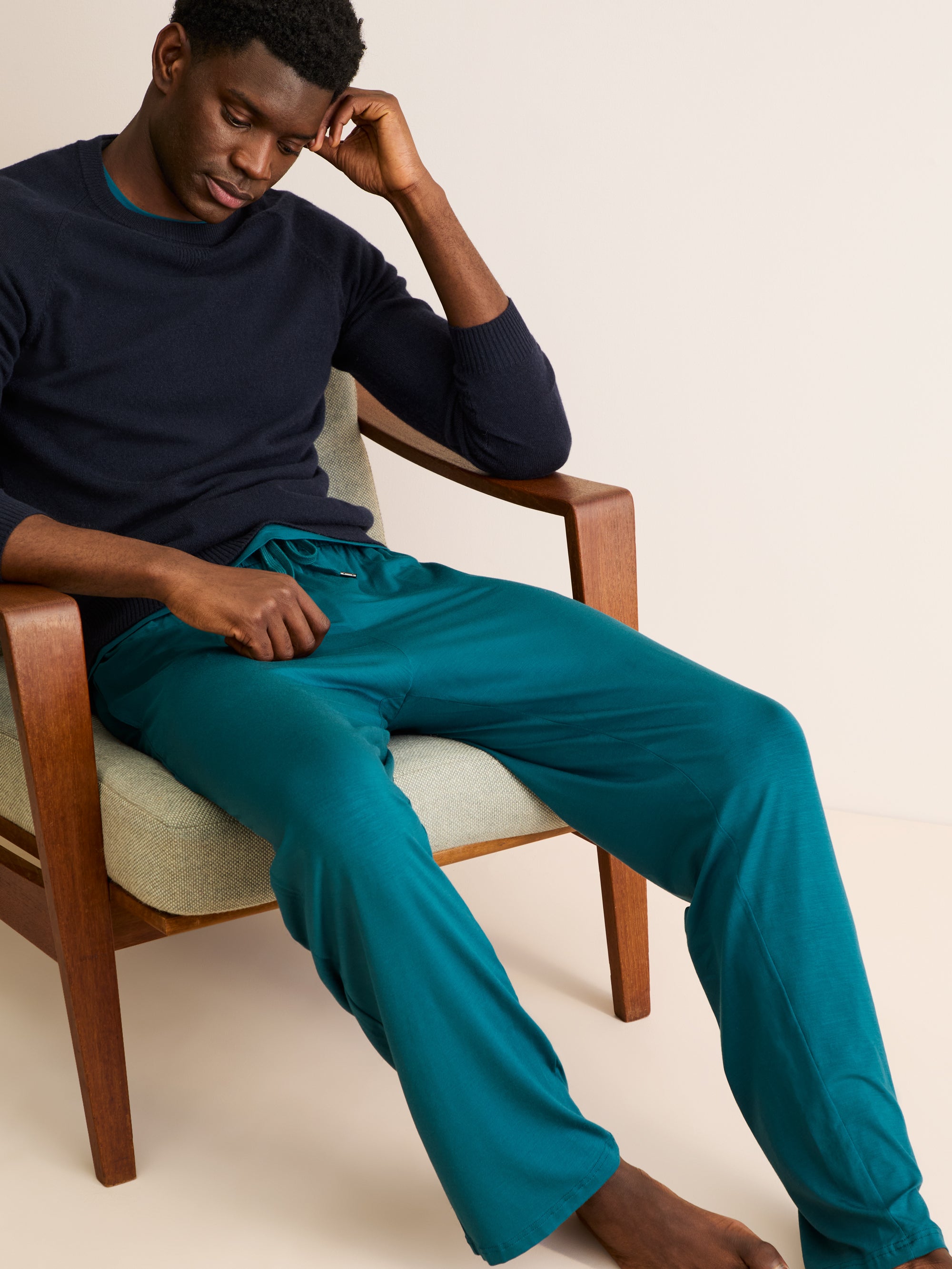 Men's Lounge Trousers Basel Micro Modal Stretch Teal