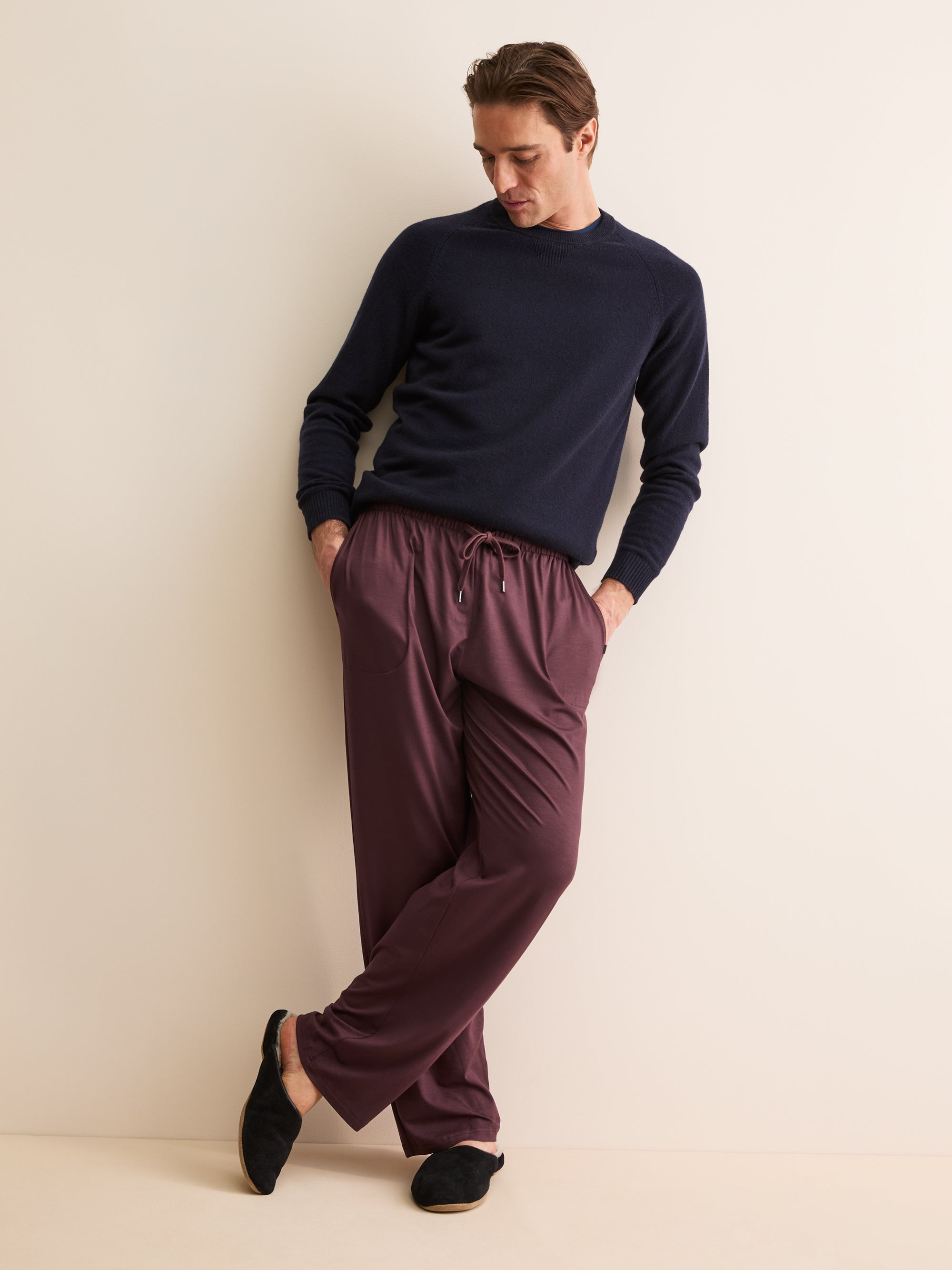 Men's Lounge Trousers Basel Micro Modal Stretch Mahogany Brown