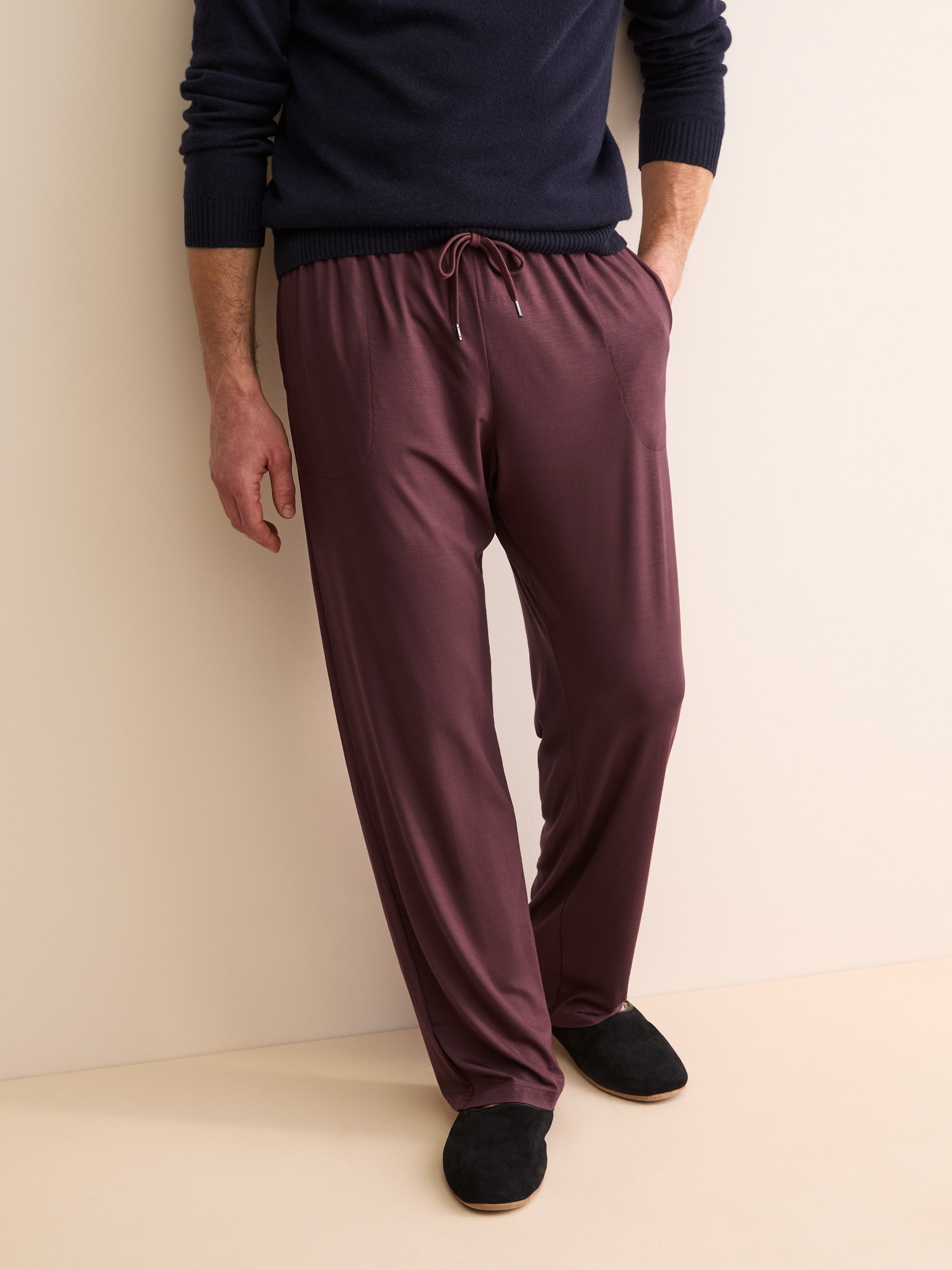Men's Lounge Trousers Basel Micro Modal Stretch Mahogany Brown