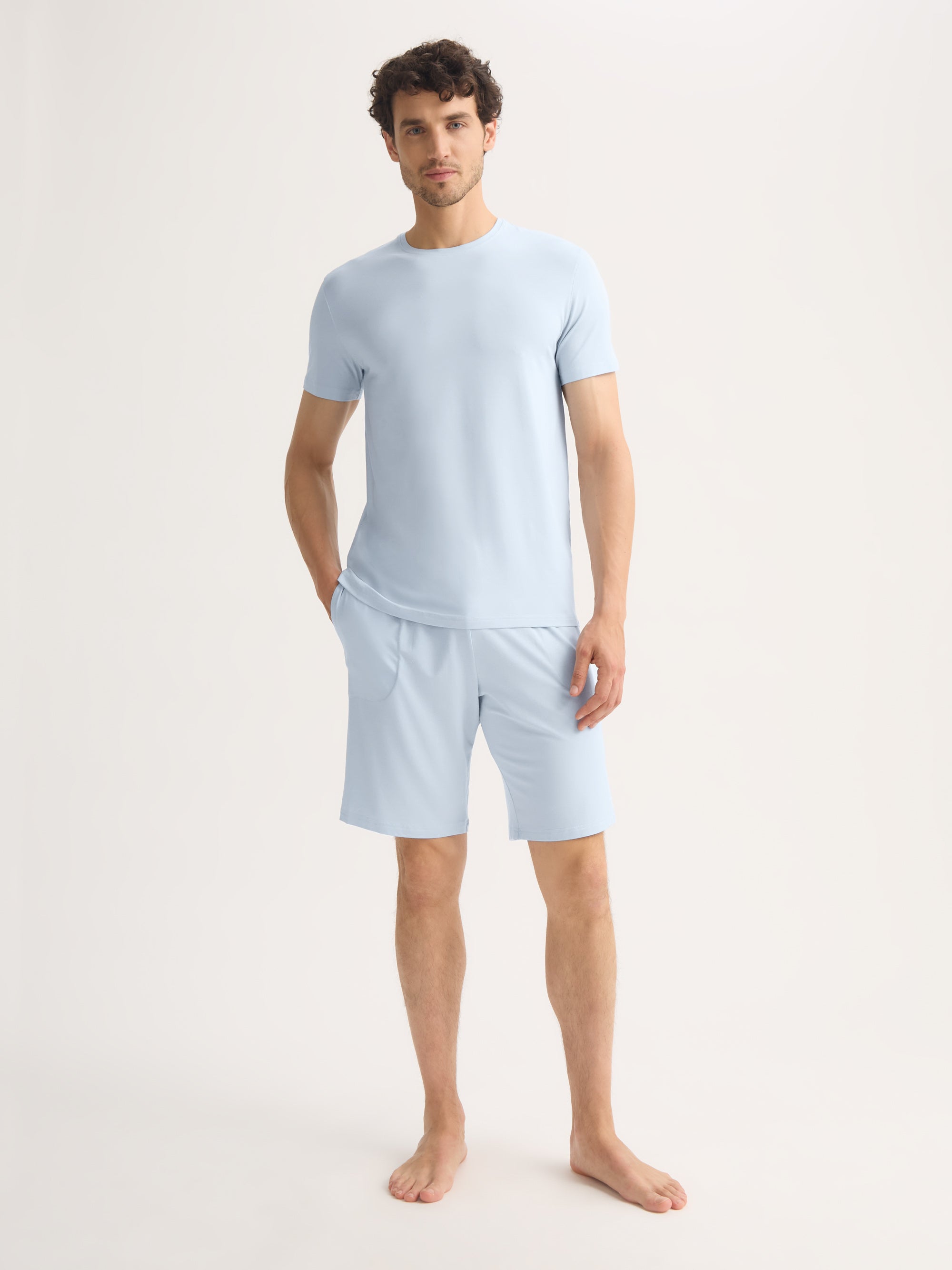 Men's Lounge Shorts Basel Micro Modal Stretch Light Blue