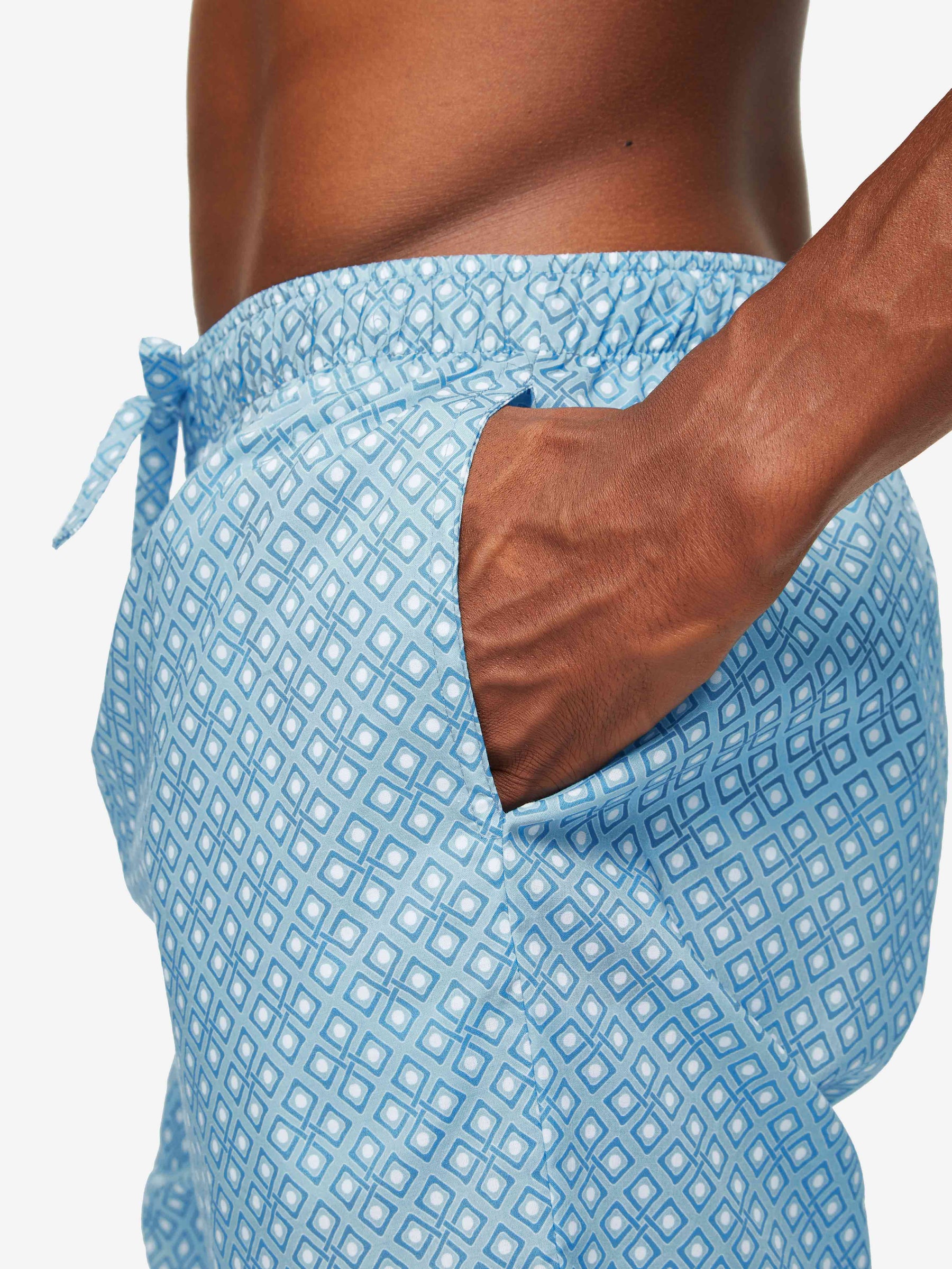 Men's Lounge Shorts Ledbury 56 Cotton Batiste Blue