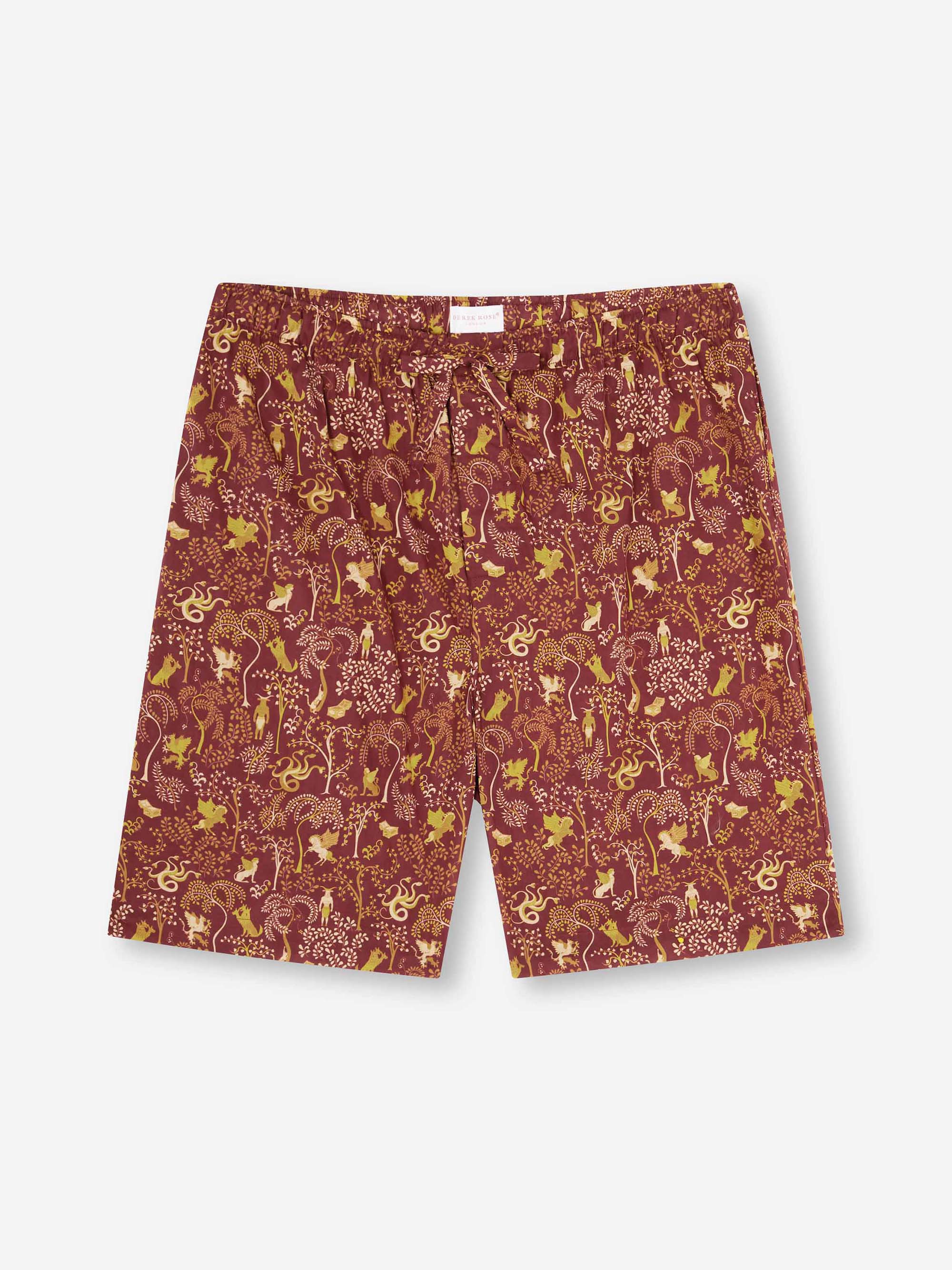 Men's Lounge Shorts Ledbury 74 Cotton Batiste Burgundy