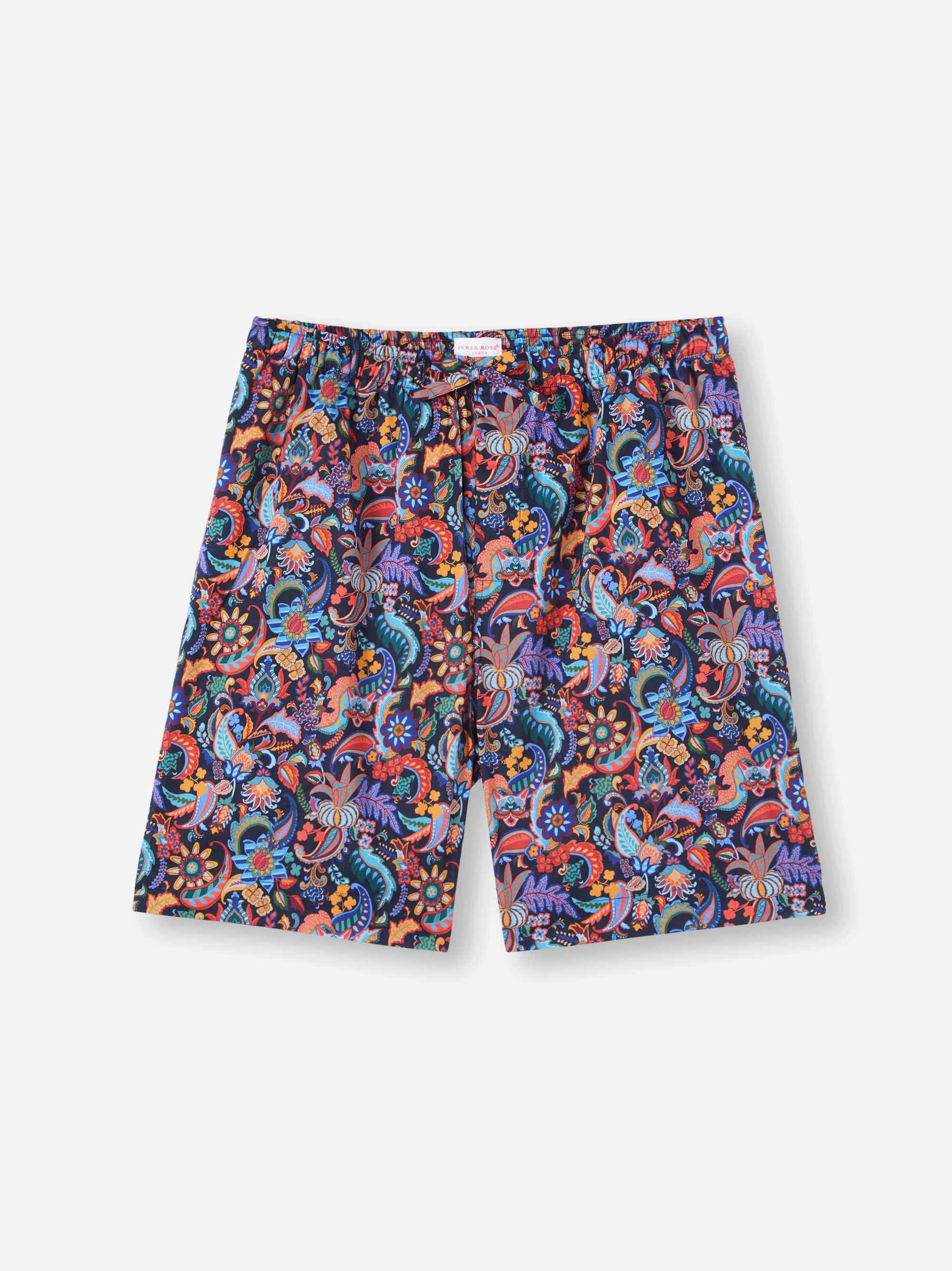 Men's Lounge Shorts Cotton Batiste Multi Jungle Paisley Print