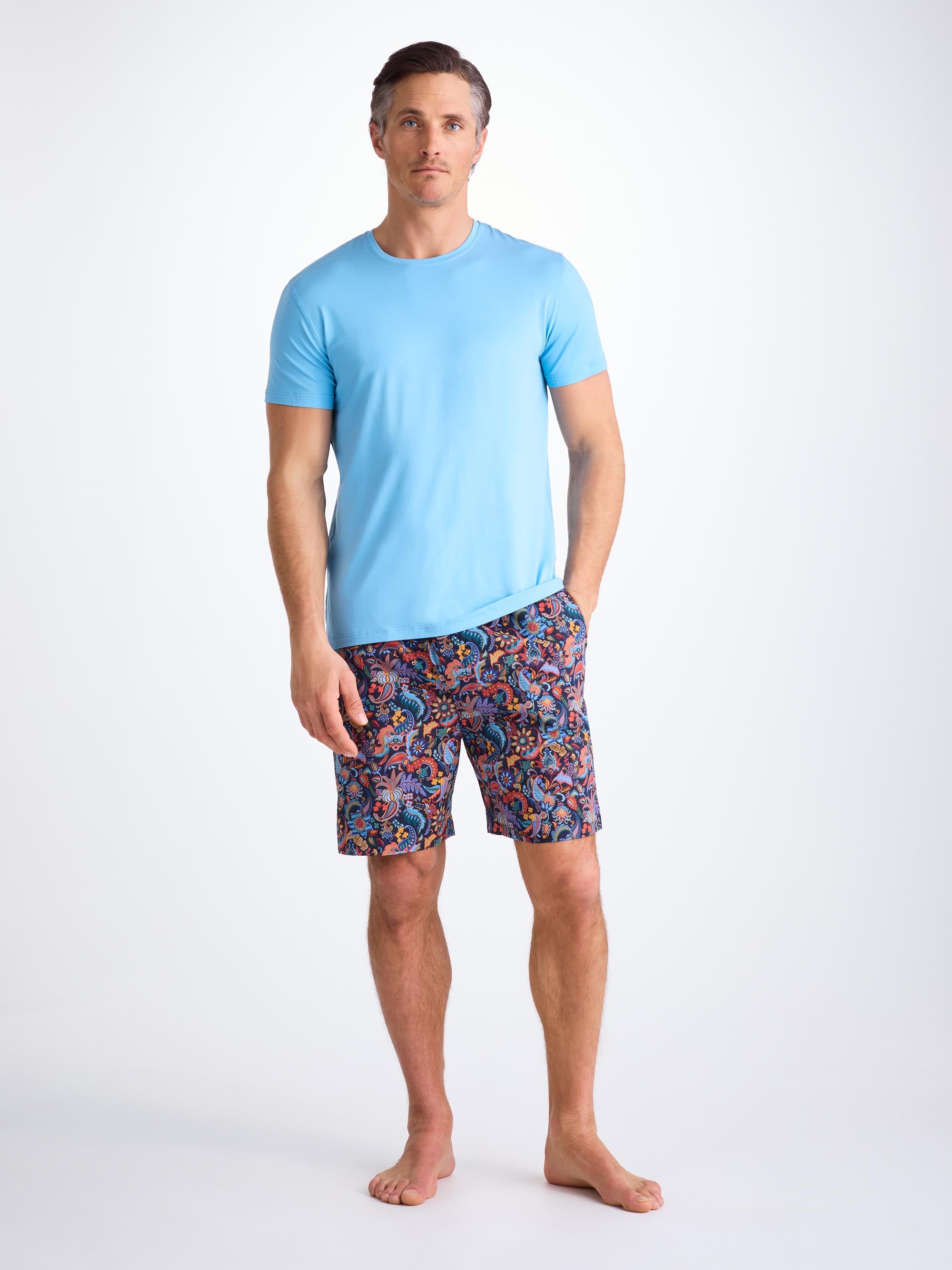 Men's Lounge Shorts Cotton Batiste Multi Jungle Paisley Print