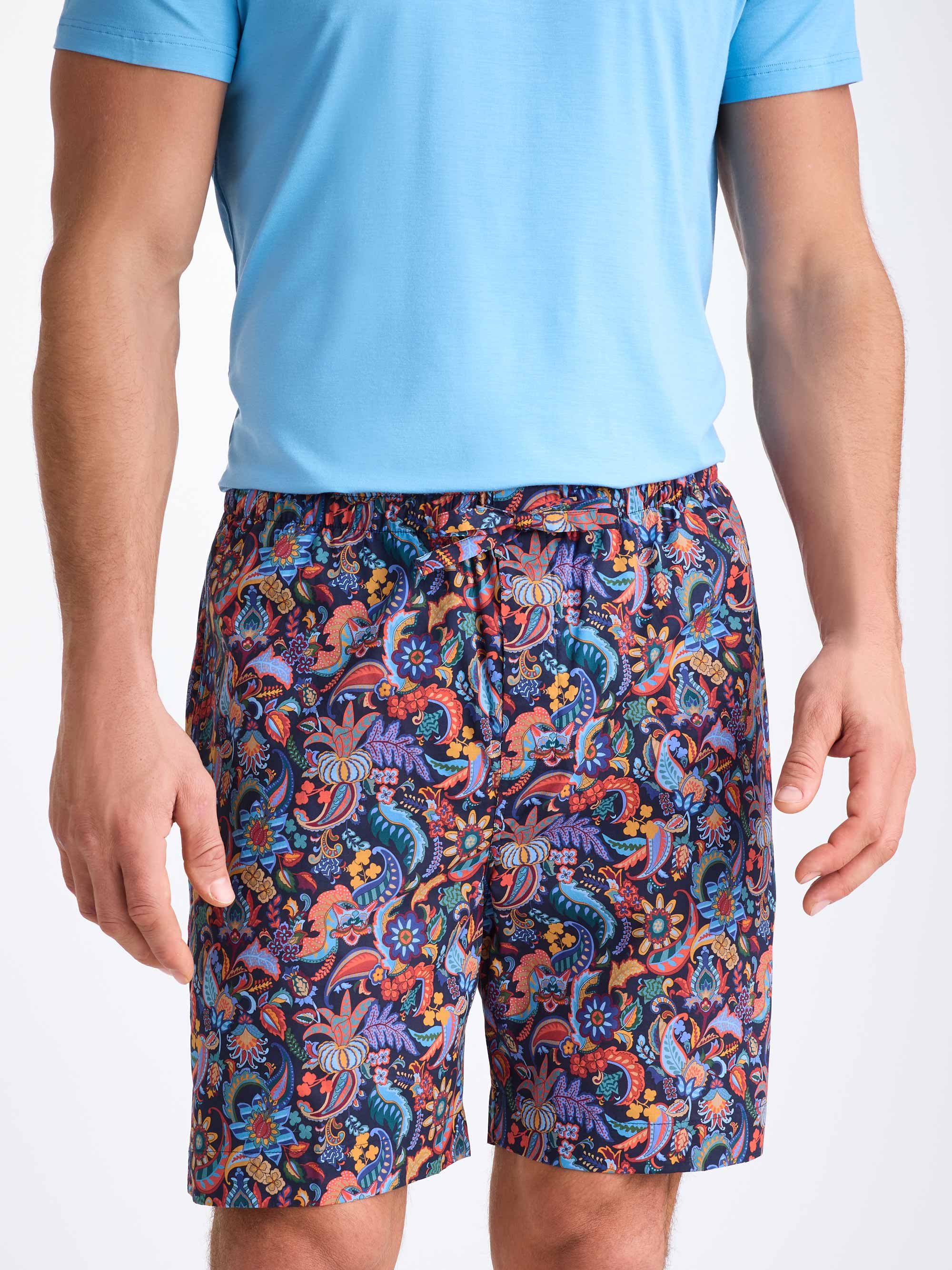 Men's Lounge Shorts Cotton Batiste Multi Jungle Paisley Print
