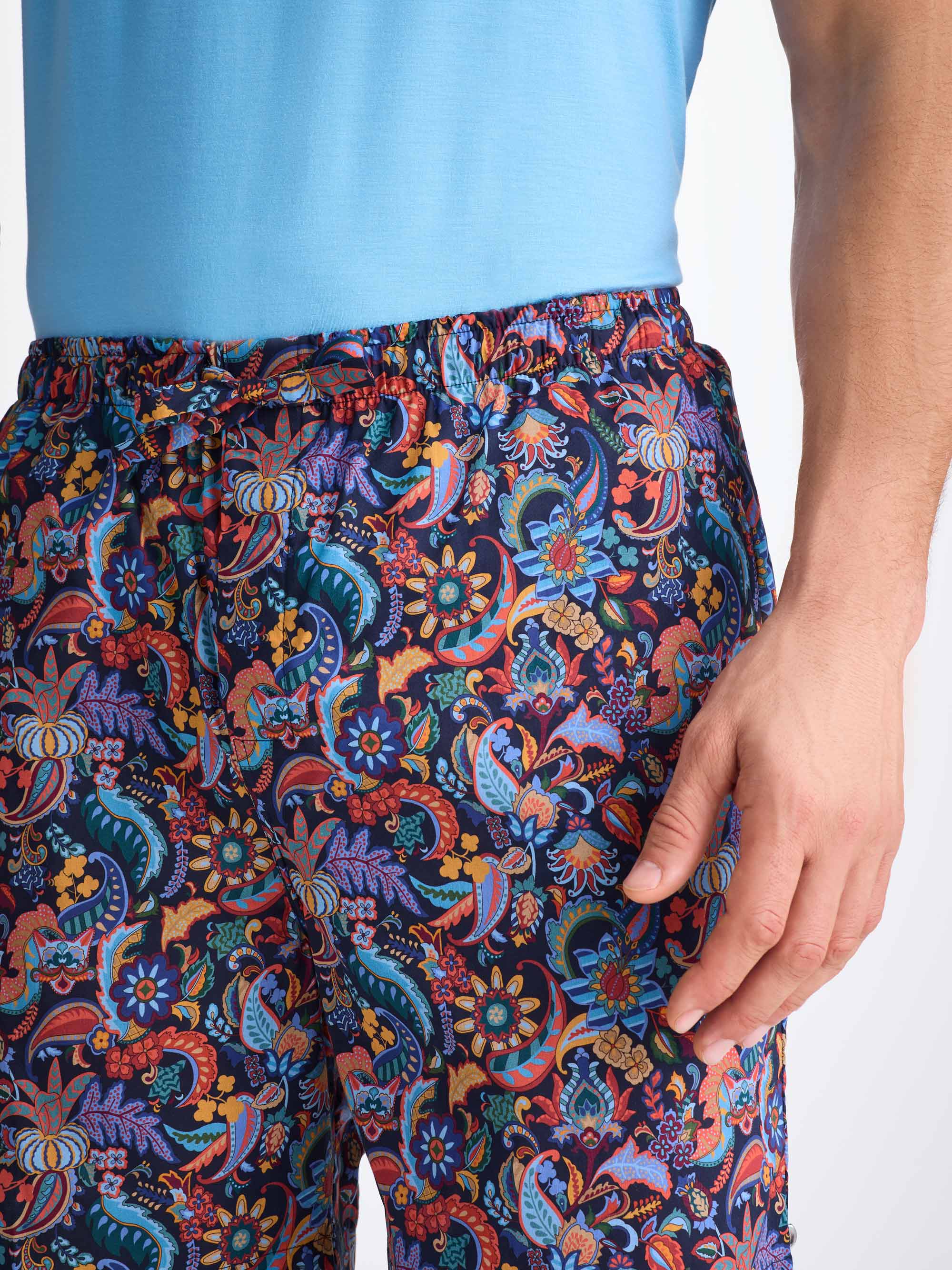 Men's Lounge Shorts Cotton Batiste Multi Jungle Paisley Print
