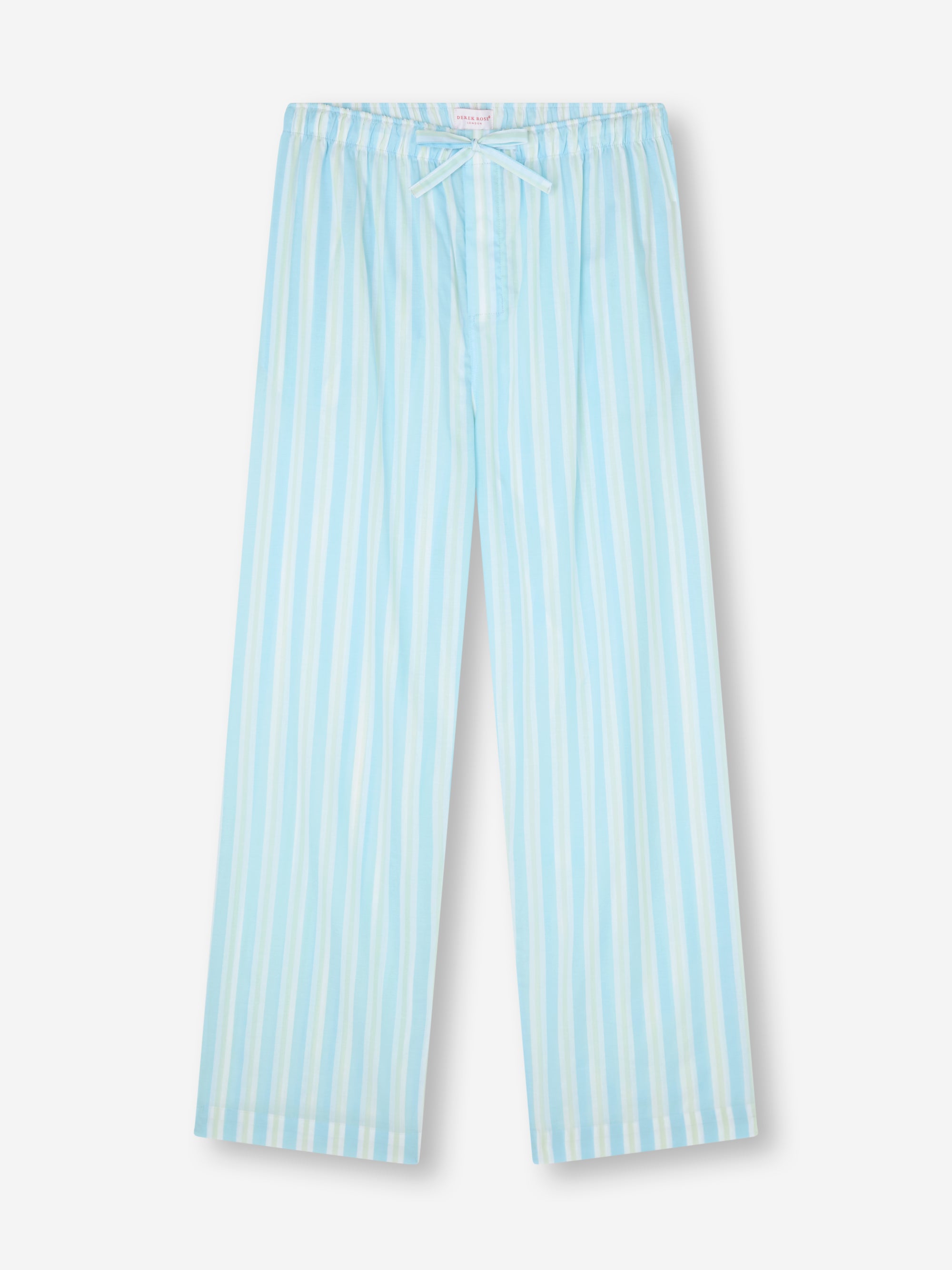 Men's Lounge Trousers Amalfi Cotton Batiste Aqua Blue Stripe