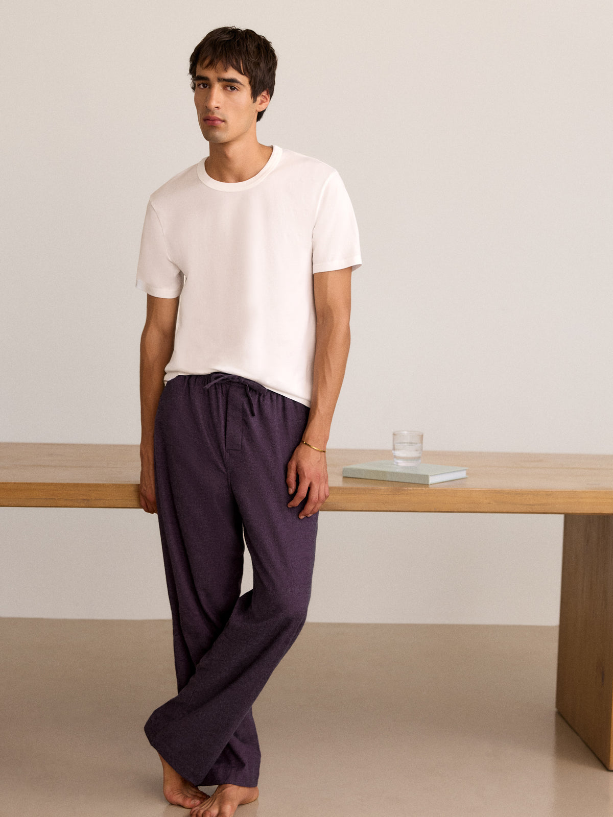 Arley Cotton Cashmere Lounge Trousers Burgundy
