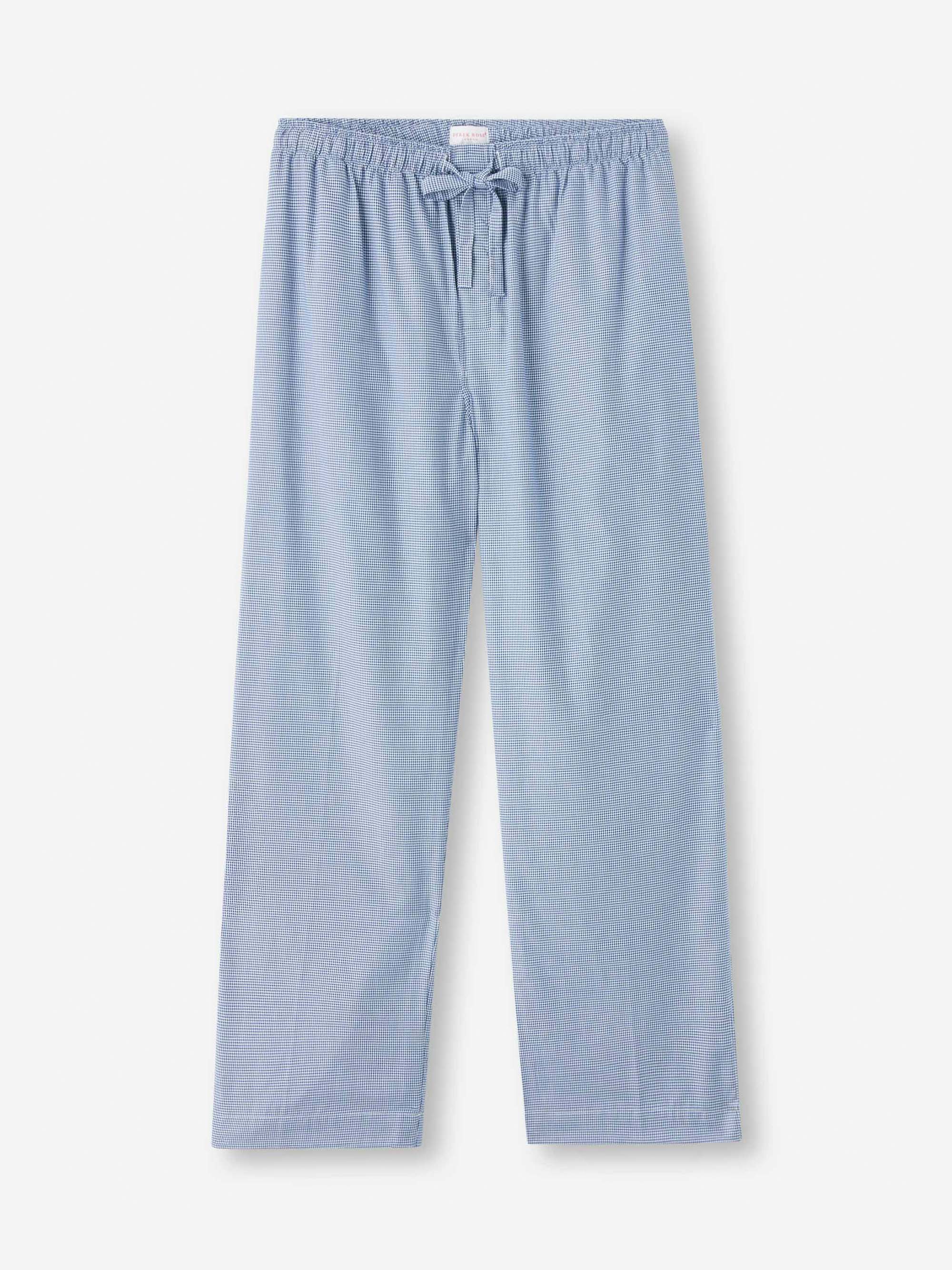 Men's Lounge Trousers Cotton Navy Puppytooth Pattern