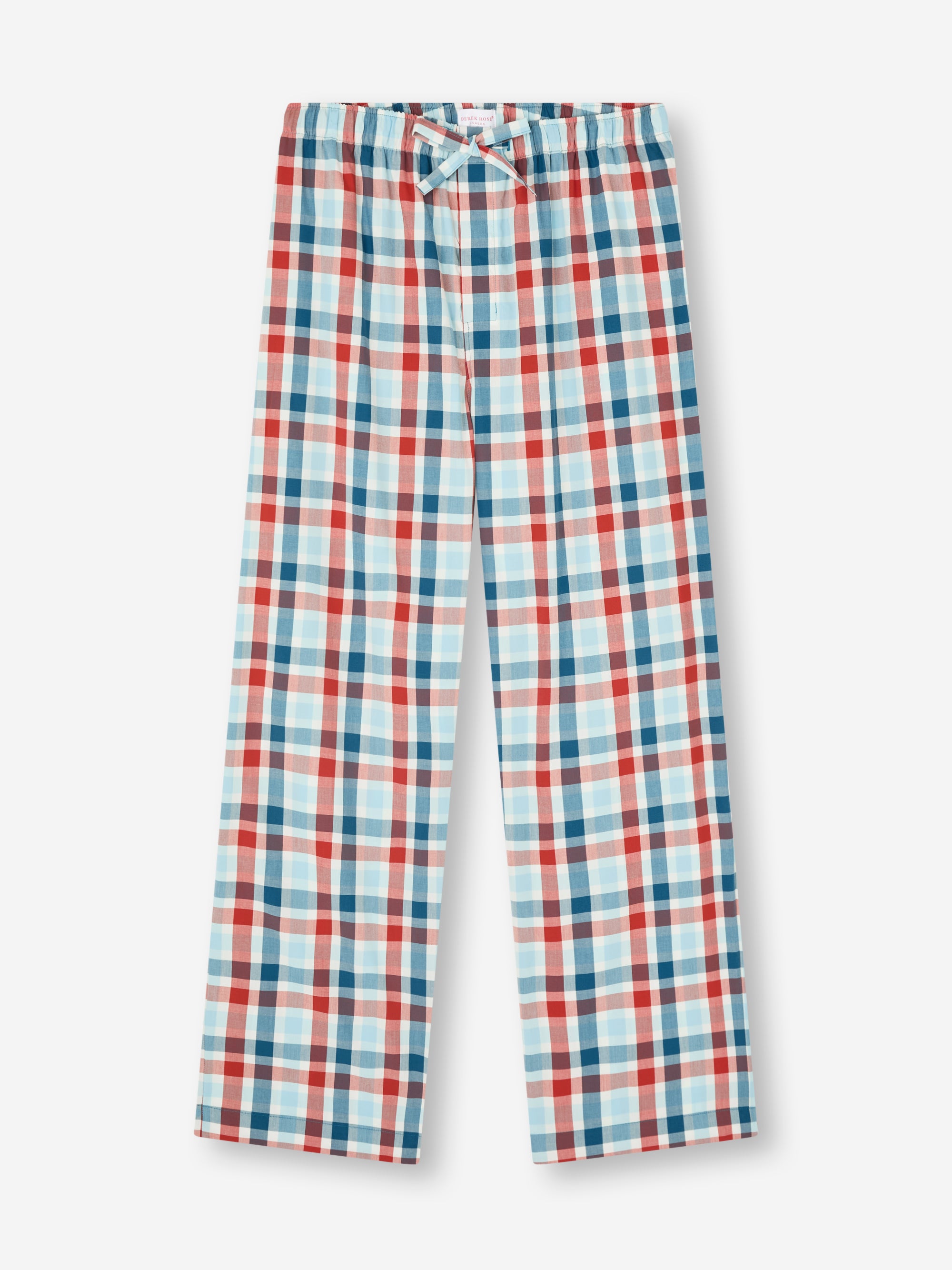 Men's Lounge Trousers Barker Cotton Teal & Red Check
