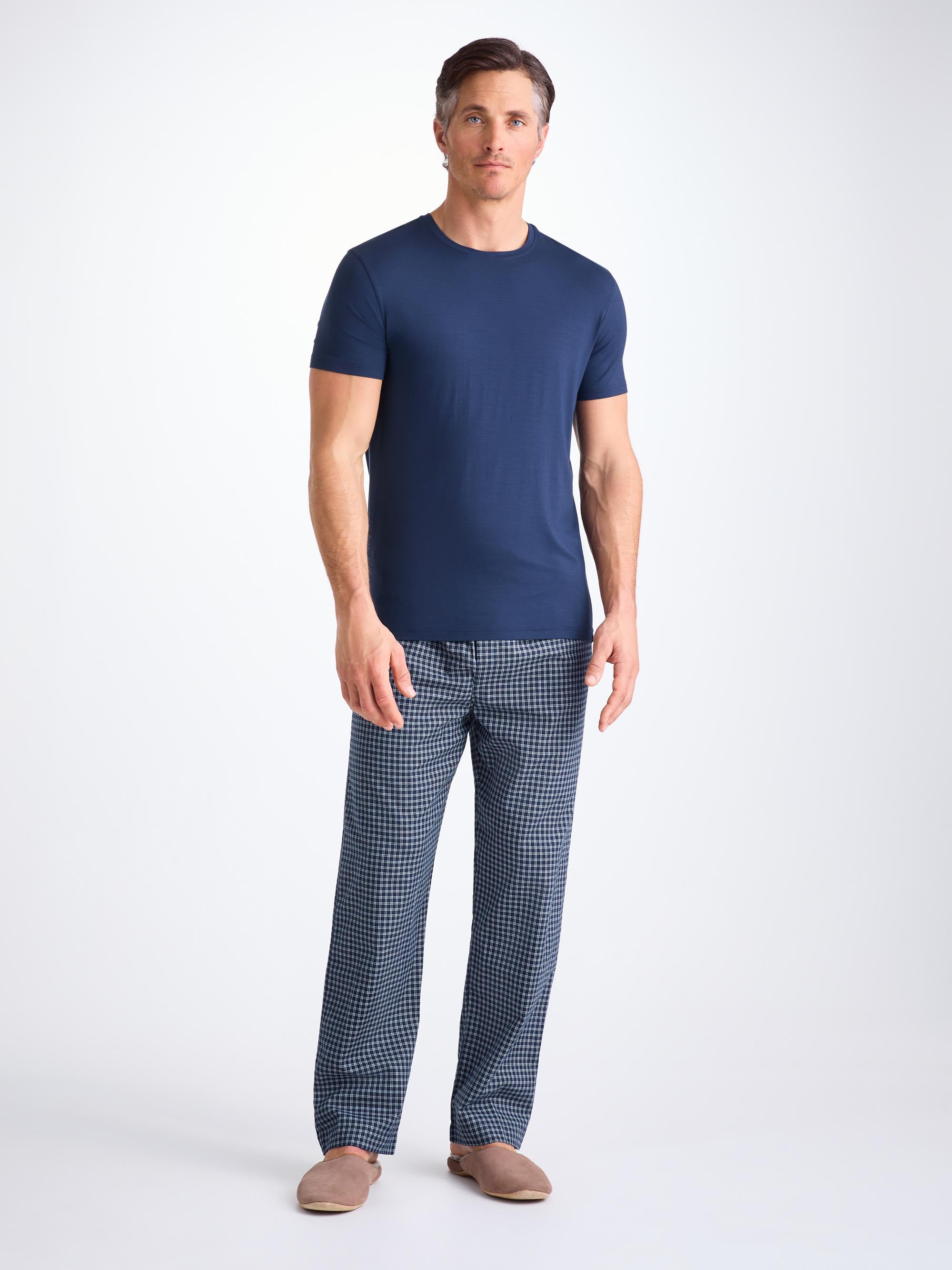 Men's Lounge Trousers Braemar 32 Brushed Cotton Navy