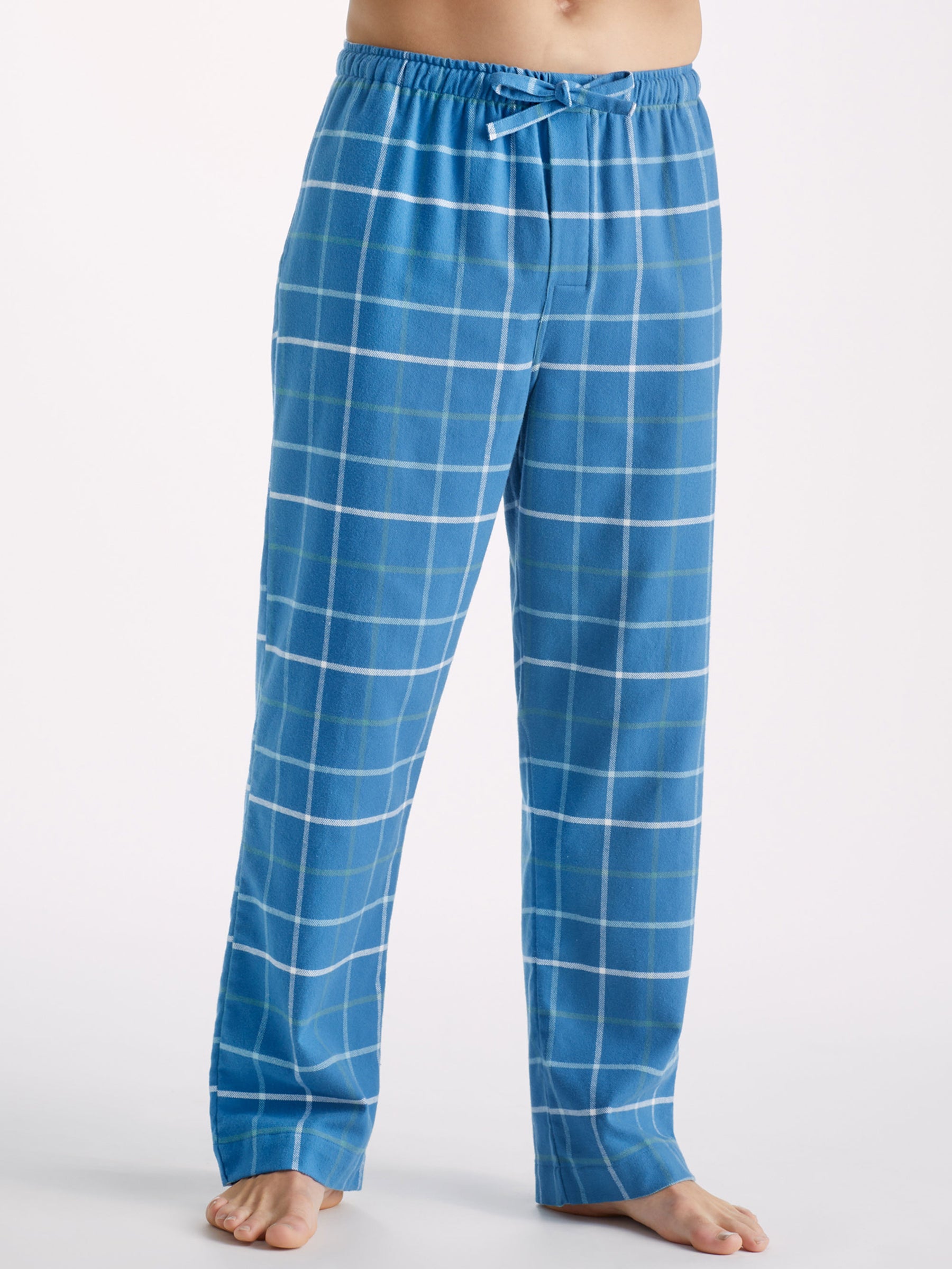 Men's Lounge Trousers Kelburn 33 Brushed Cotton Blue