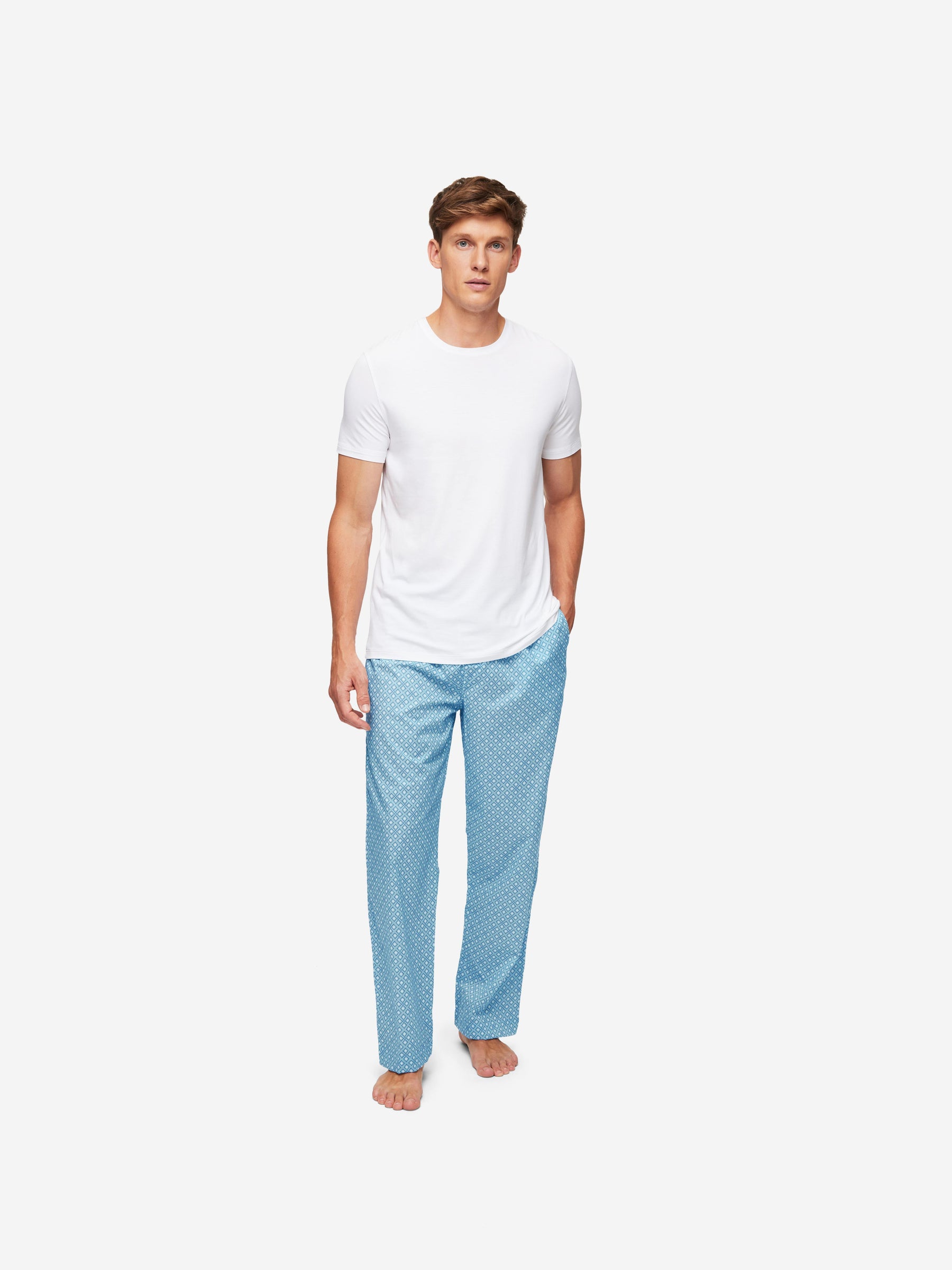 Men's Lounge Trousers Ledbury 56 Cotton Batiste Blue